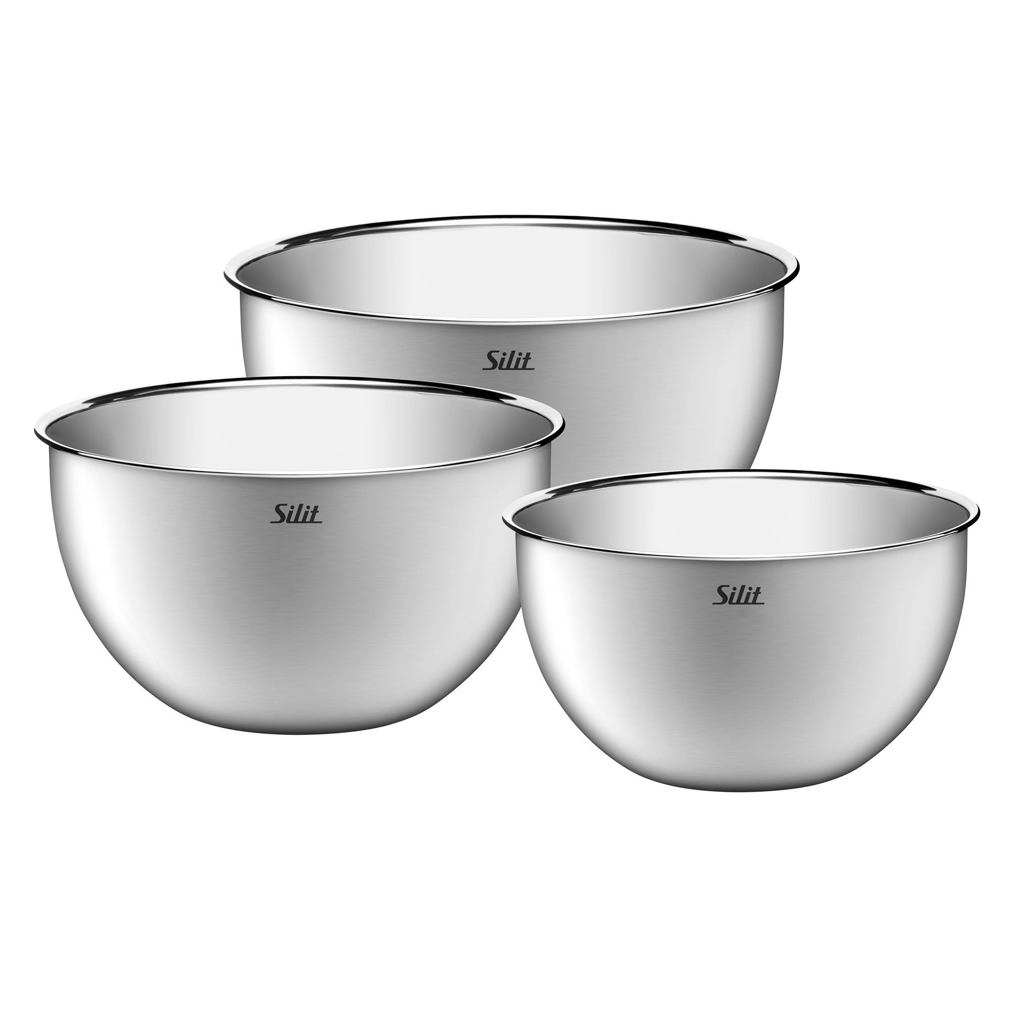 SILIT Küchenschüssel-Set 3-teilig 18 cm - 22 cm - 24 cm Edelstahl Rührschüssel