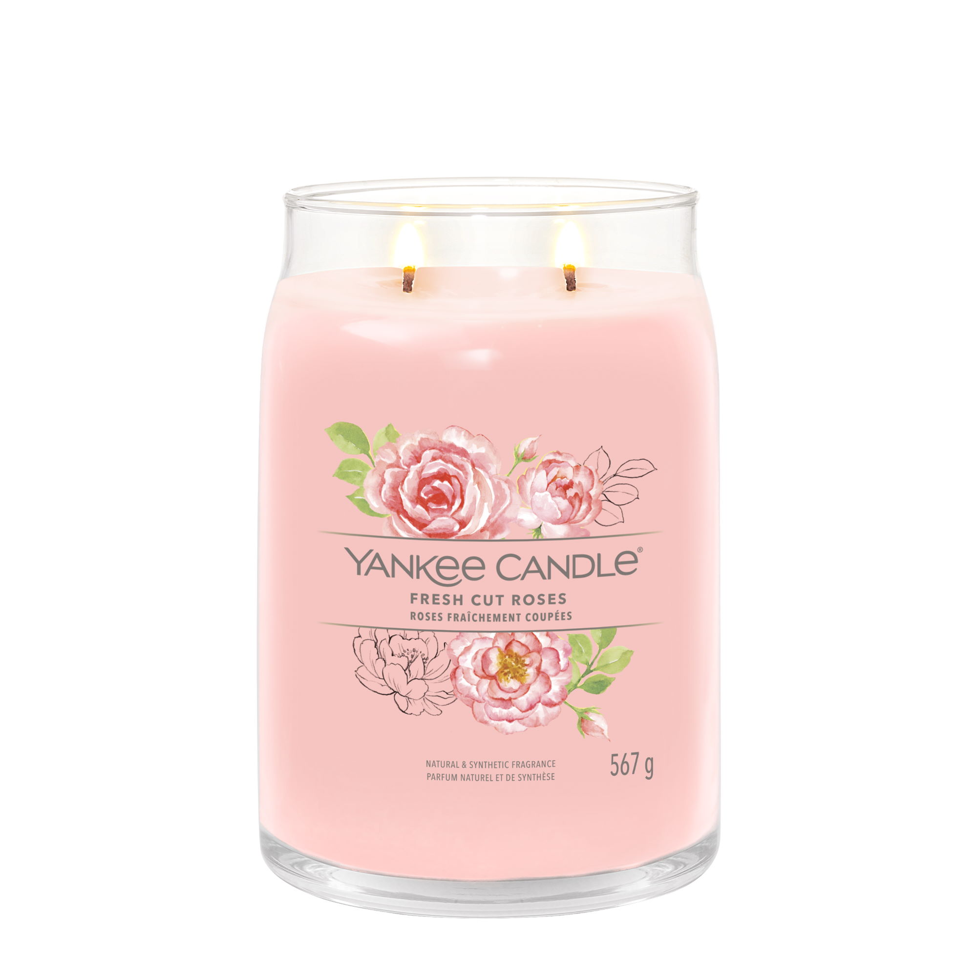 YANKEE CANDLE Große Signature Kerze FRESH CUT ROSES 567 g Duftkerze