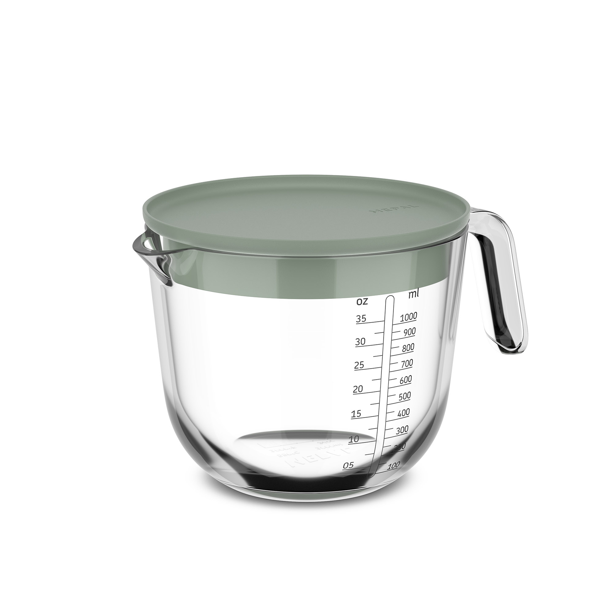 MEPAL Messbecher CHEF IT 1,0 Liter aus Glas mit Deckel nordic sage (salbeigrün)