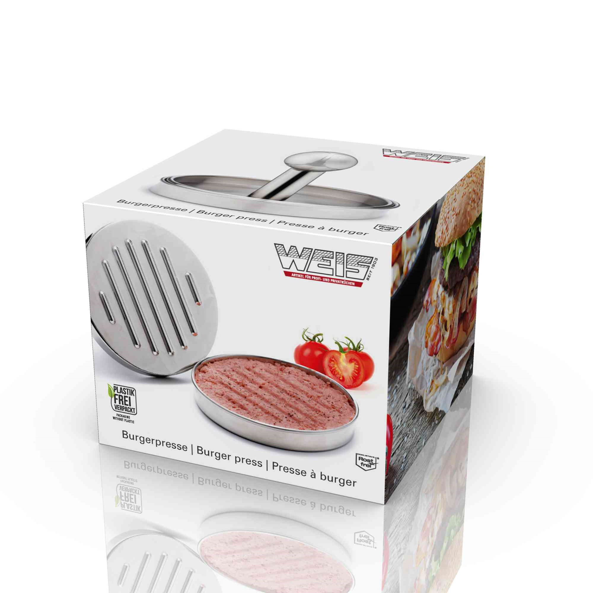 WEIS Burgerpresse Hamburgerpresse aus Edelstahl 11,5 cm