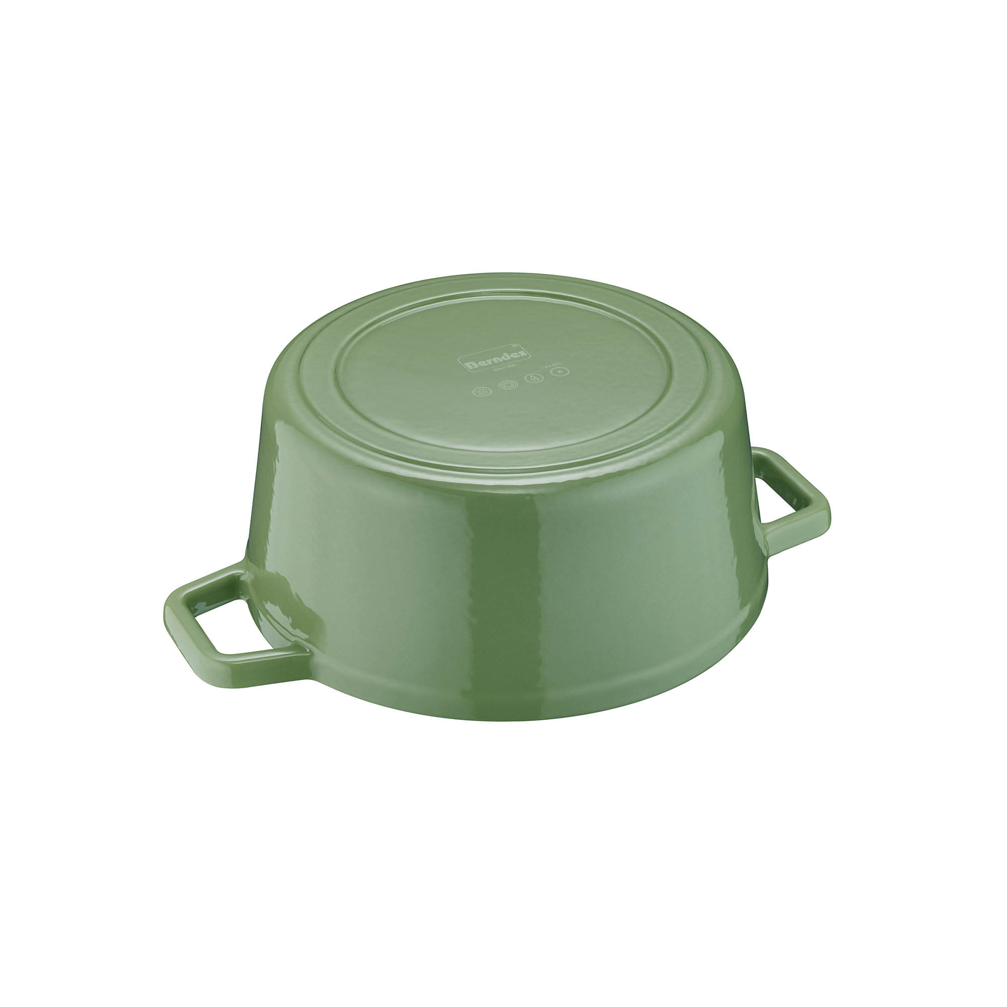 BERNDES Bräter Cocotte B.IRON Gusseisen rund 24 cm 3,75 Liter salbeigrün INDUKTION