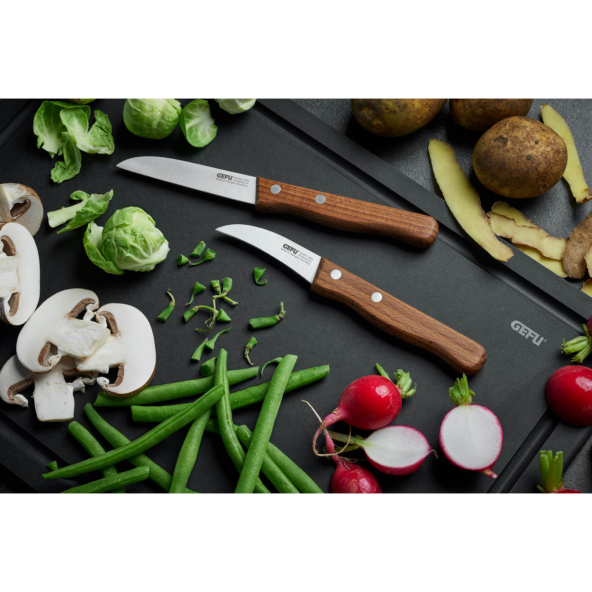GEFU paring knife HÜMMEKEN 8 cm blade length Walnut wood handle