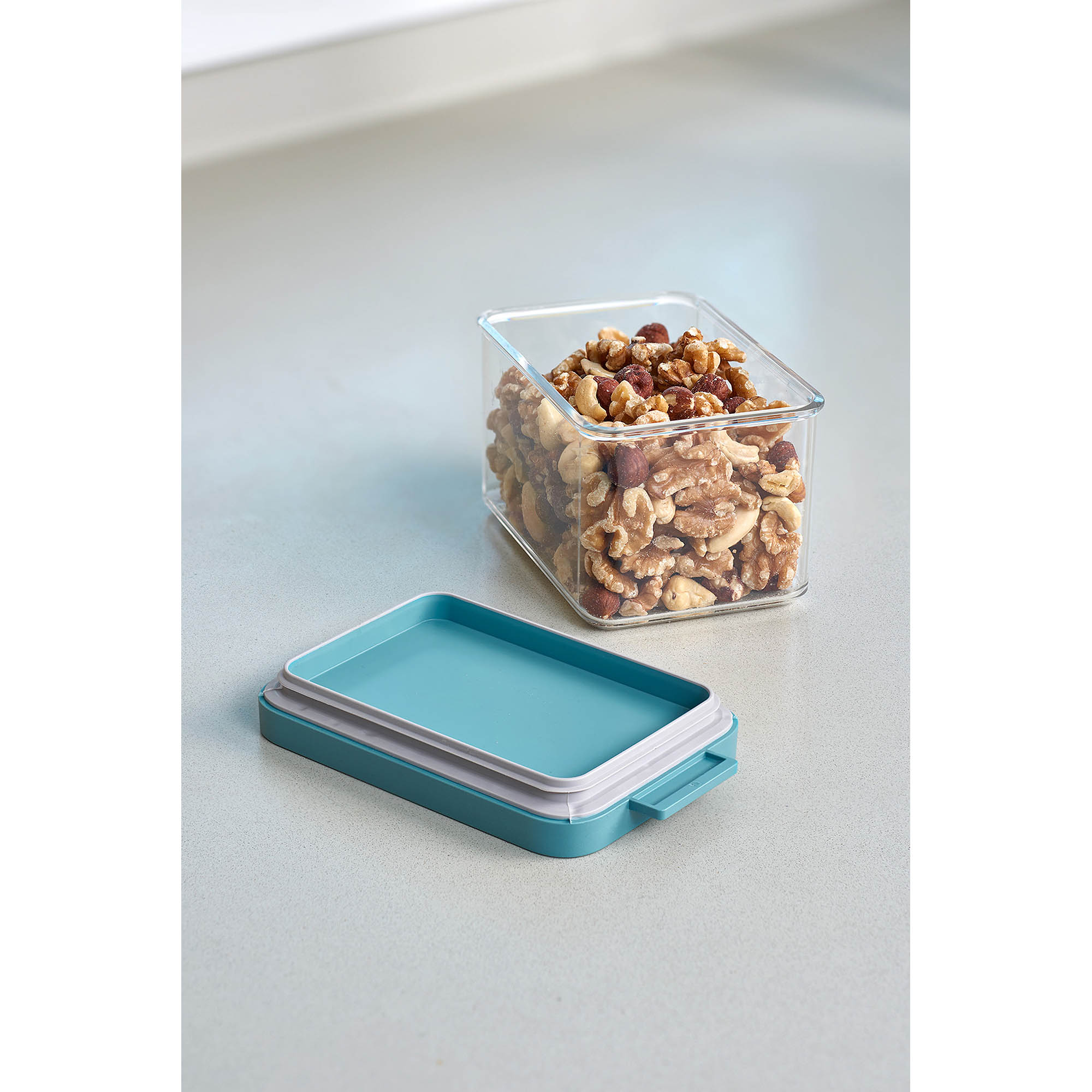 MEPAL OMNIA storage tin for cold cuts 3 x 0.5 litre transparent lid nordic white