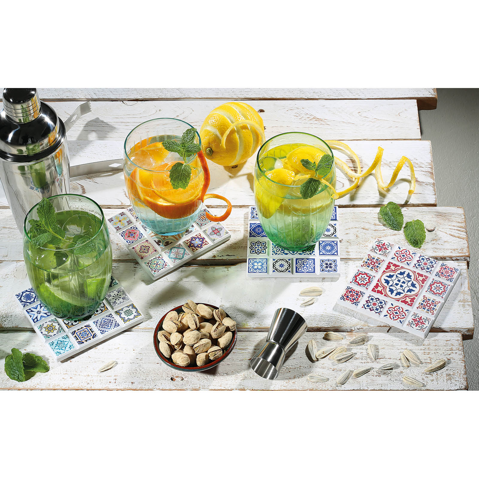 ZASSENHAUS coaster CASABLANCA CROSS 20 x 20 cm ceramic with cork underside