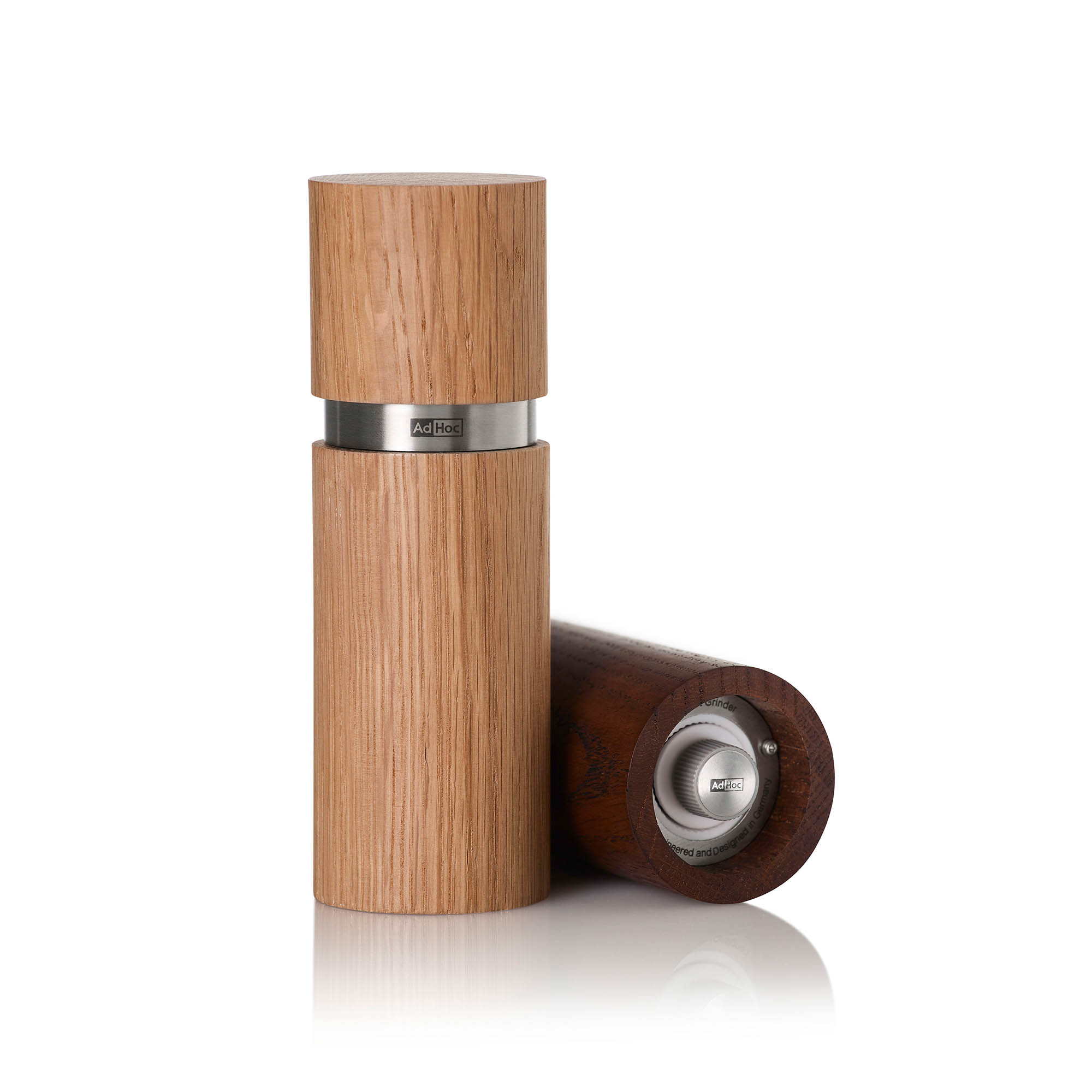AdHoc Mühlen-Set TEXTURA Pfeffermühle Salzmühle 15 cm Eiche geölt, hell + dunkel