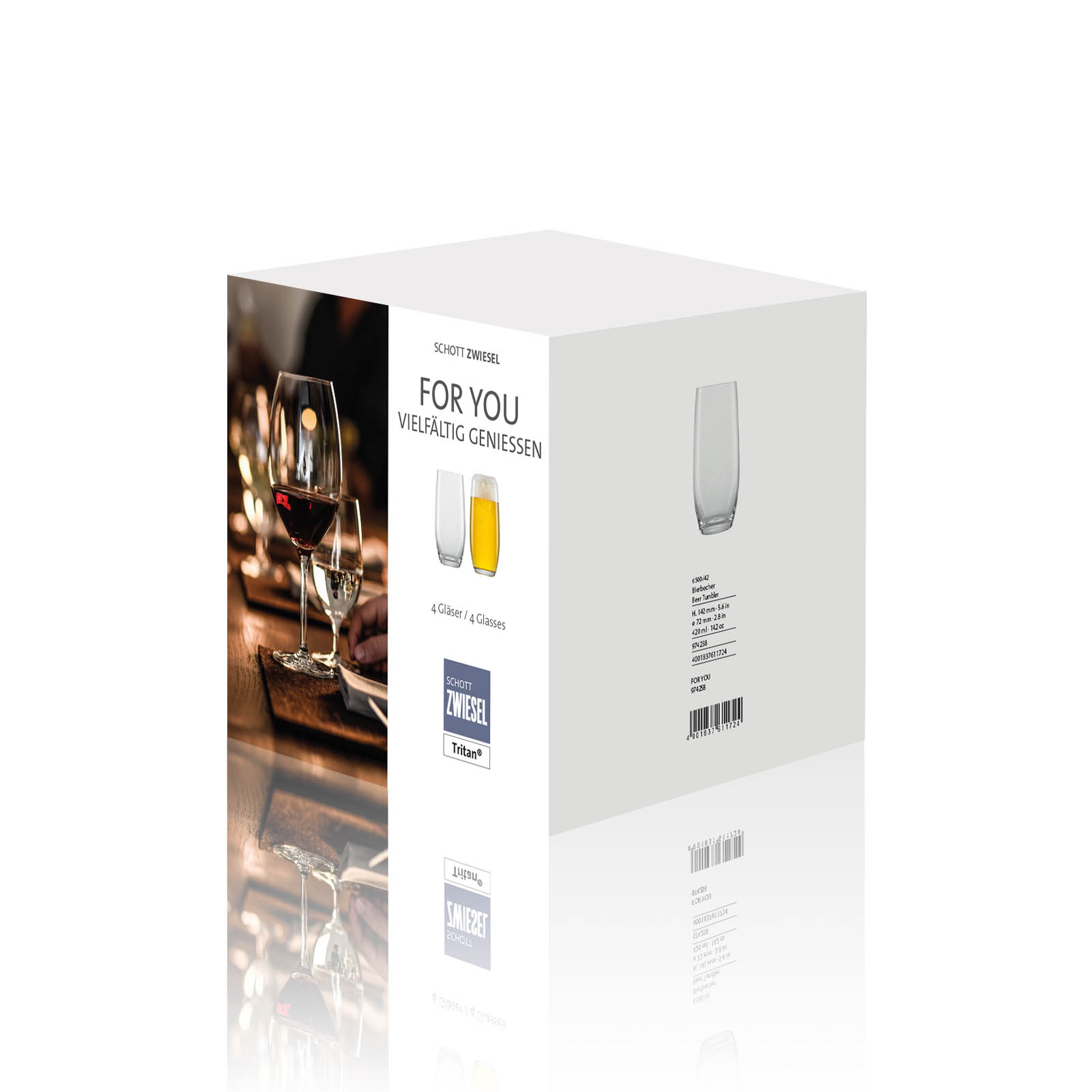 SCHOTT ZWIESEL Serie FOR YOU Bierbecher 4 Stück Inhalt 430 ml Bierglas