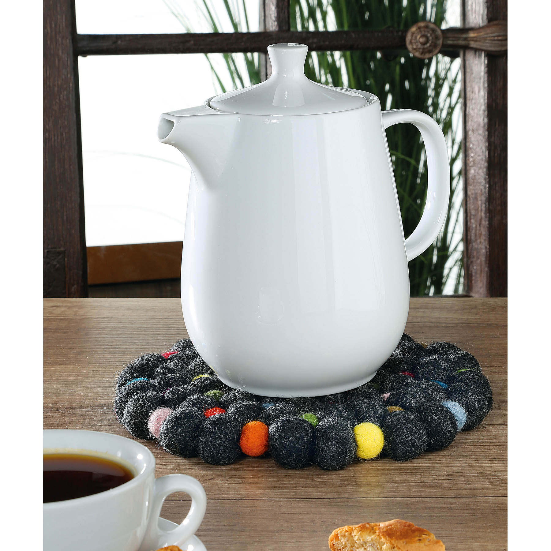CILIO Untersetzer aus 100% Schafwolle LANA NERO rund 21 cm schwarz