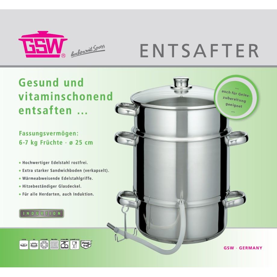 GSW Dampfentsafter ENTSAFTER 26 cm aus Edelstahl INDUKTION