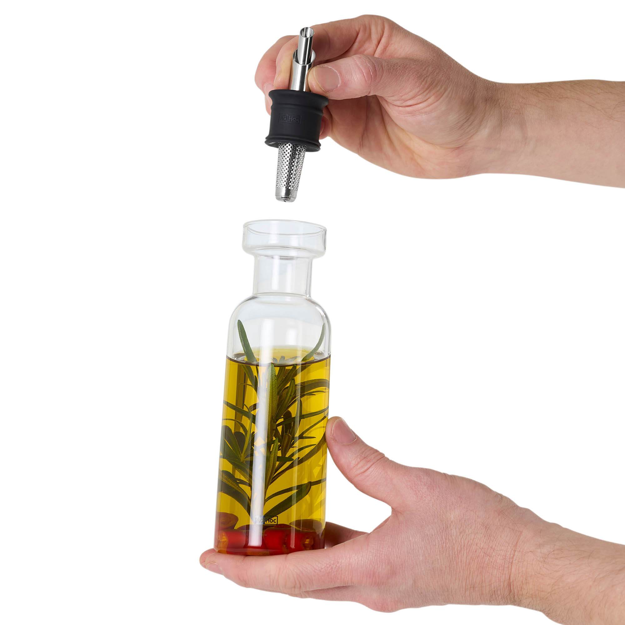 AdHoc Menage Öl- & Essigspender AROMA POUR je 300 ml mit Akazienholz-Untersetzer