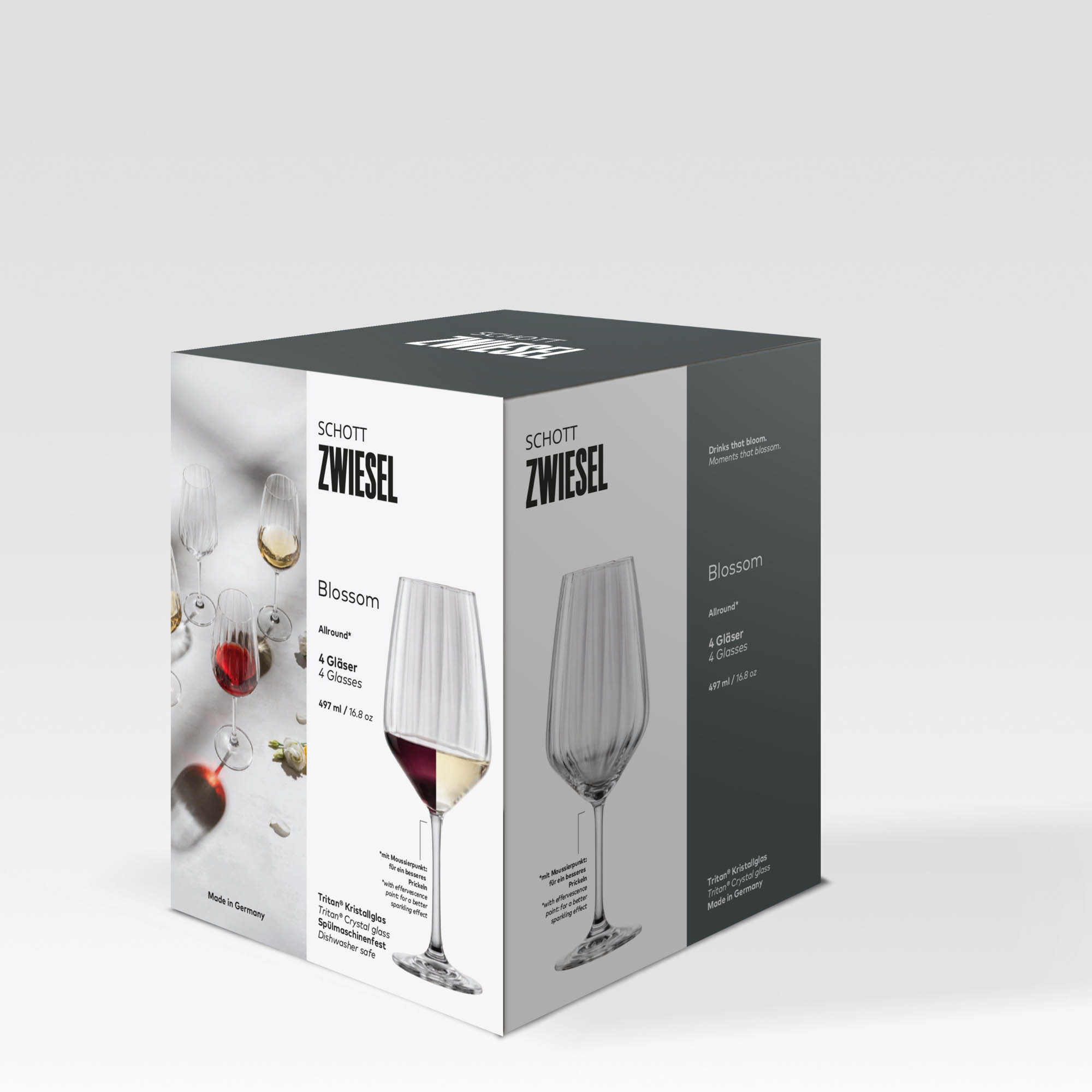 SCHOTT ZWIESEL Serie BLOSSOM Weißweinglas Rotweinglas 4 Stück Inhalt 497 ml