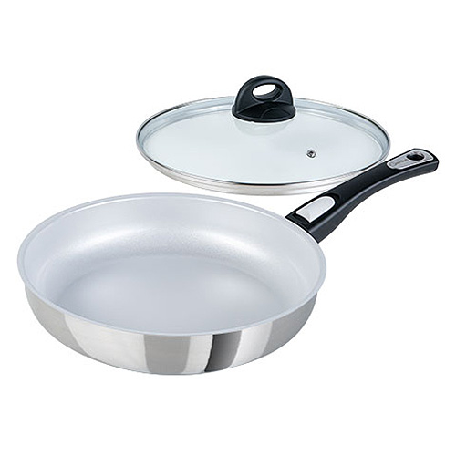 GENIUS Bratpfanne CERAFIT STEEL Keramik-Beschichtung 28 cm mit Glasdeckel