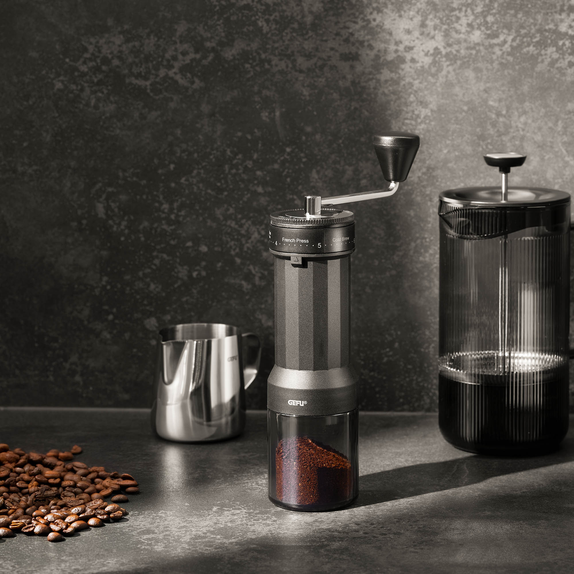 GEFU Kaffeemühle LOCO mit 6 Mahlstufen auch für Espresso