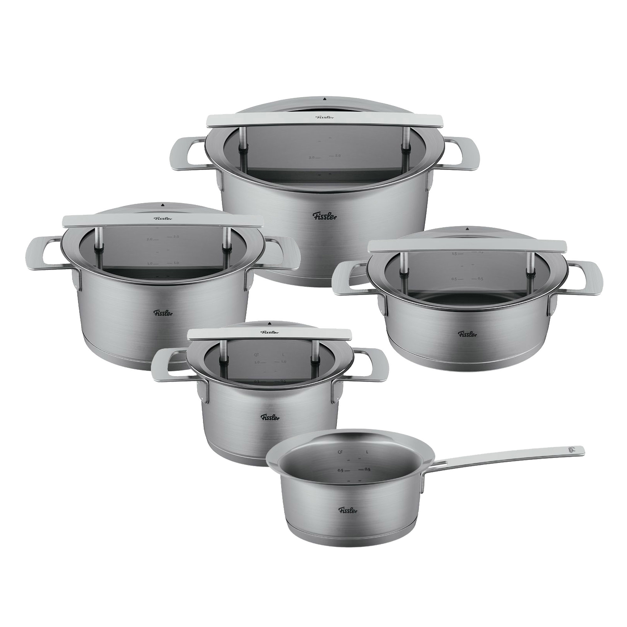 FISSLER Phi Collection Topfset 5-teilig mit Glasdeckeln