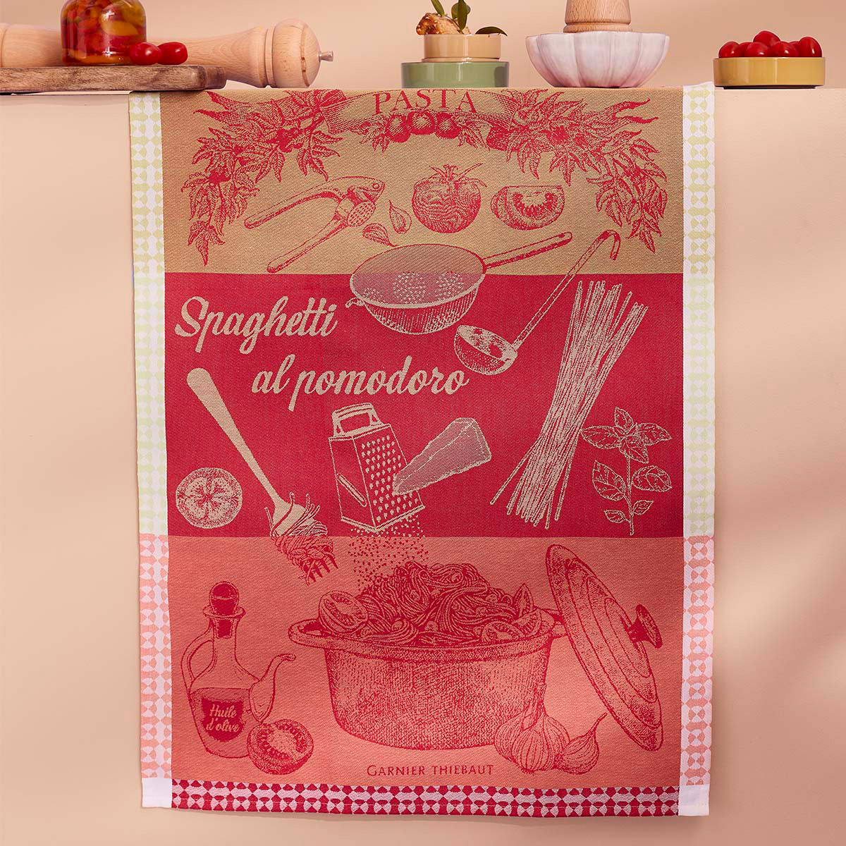 GARNIER-THIEBAUT Geschirrtuch SPAGHETTI POMODORO 56 x 78 cm 100% Baumwolle