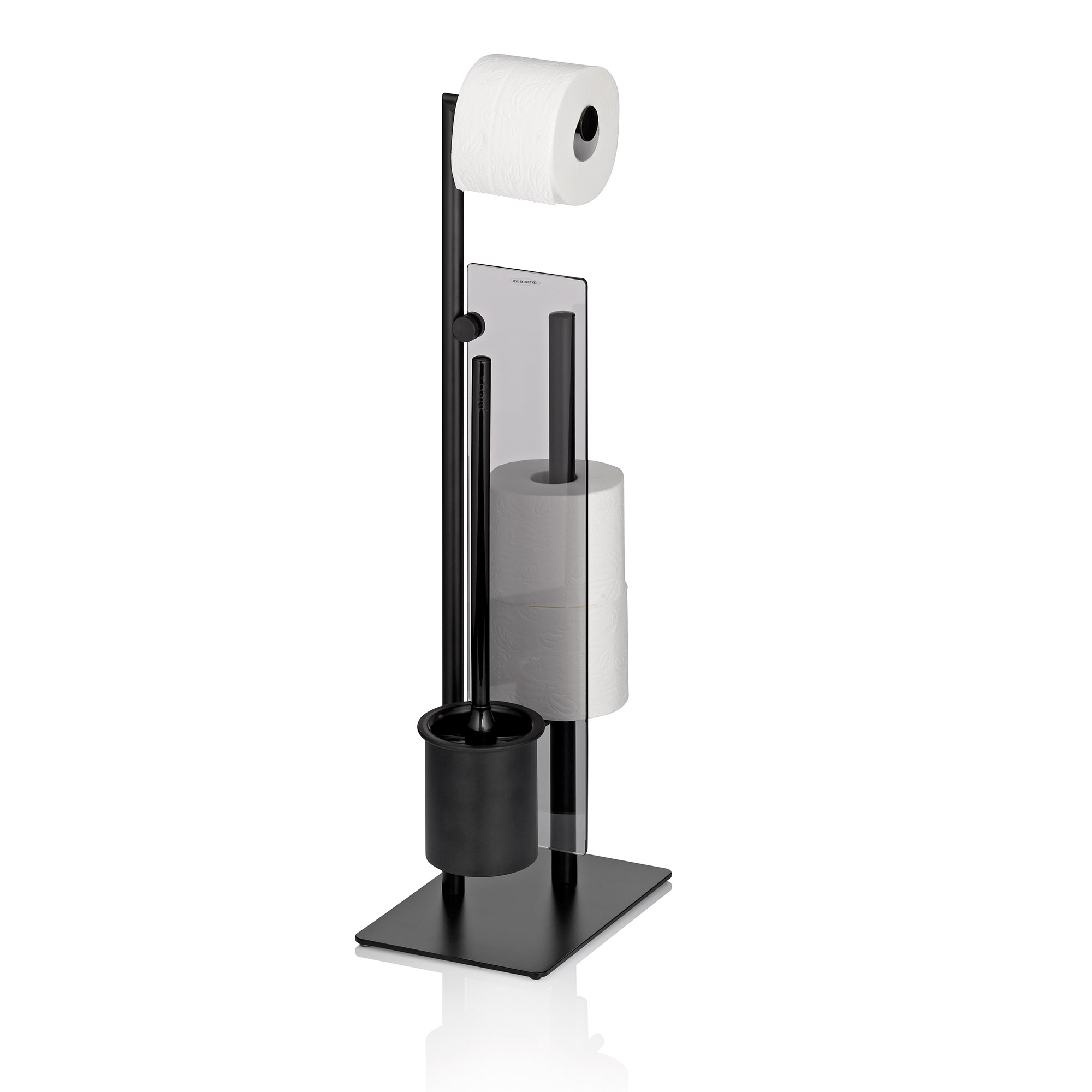 KELA Toilettengarnitur STYLE 2.0 matt schwarz 71 cm hoch mit Ersatzrollenhalter