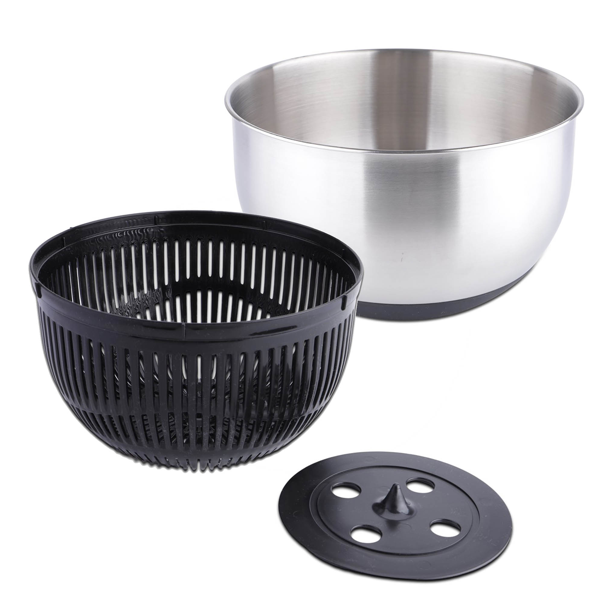 WEIS Salatschleuder 24 cm aus Edelstahl satiniert mit Druckmechanismus