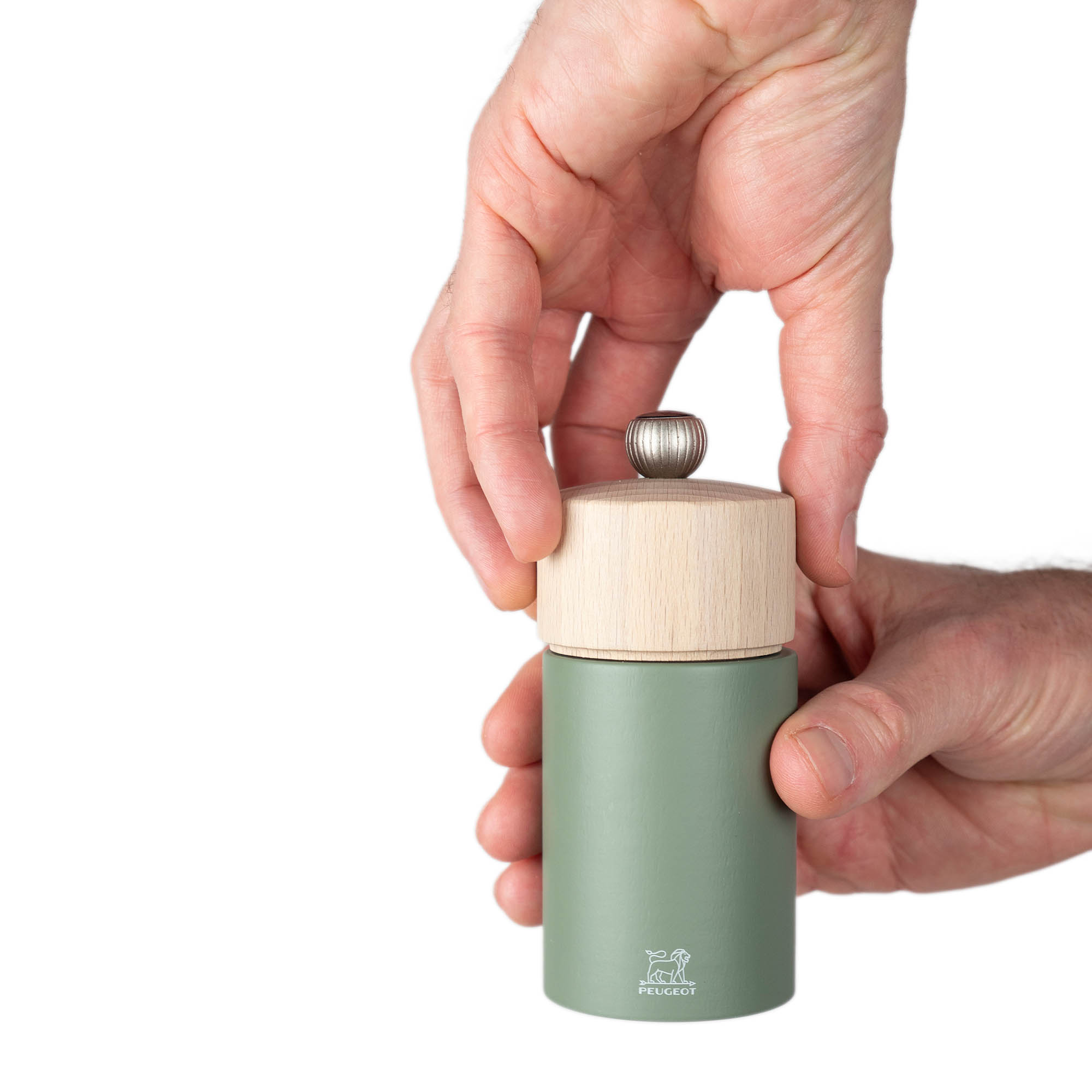 PEUGEOT BOREAL Pepper Mill, 12 cm, beech wood, olive green