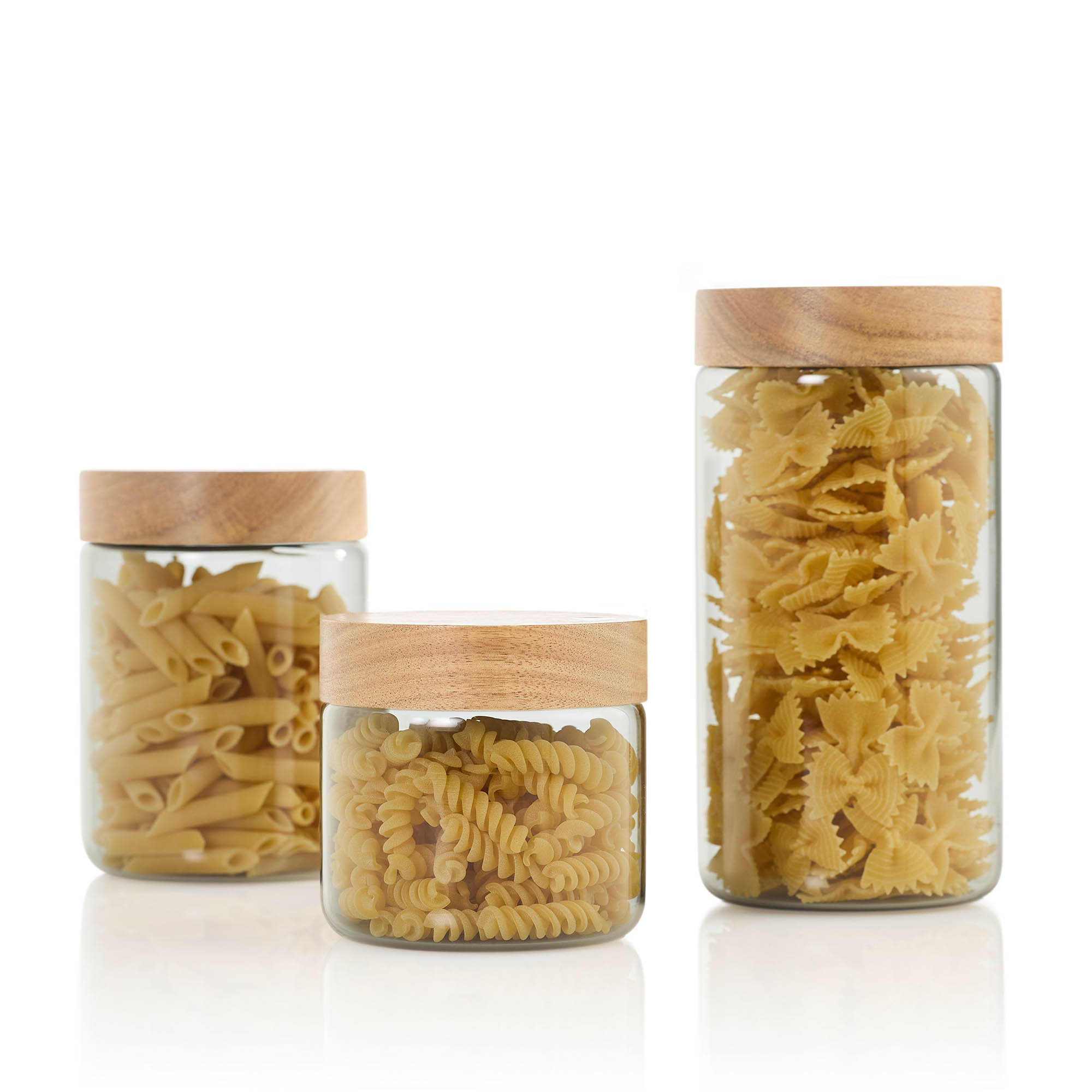 AdHoc Vorratsdose PURE JAR aus Borosilikatglas und Akazienholz 0,8 Liter