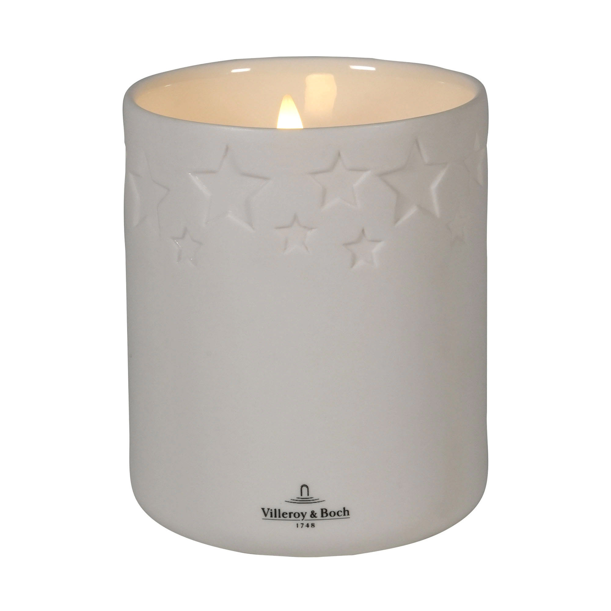 VILLEROY & BOCH LED-Porzellankerze SALZBURG 9,5 x 12,9 cm Echtwachs weiß