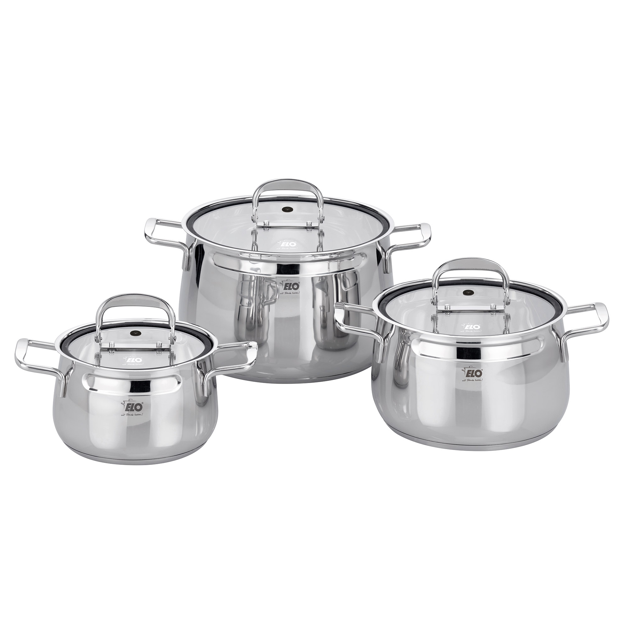 ELO Topfset Mystery 3-teilig stapelbar Glasdeckel INDUKTION