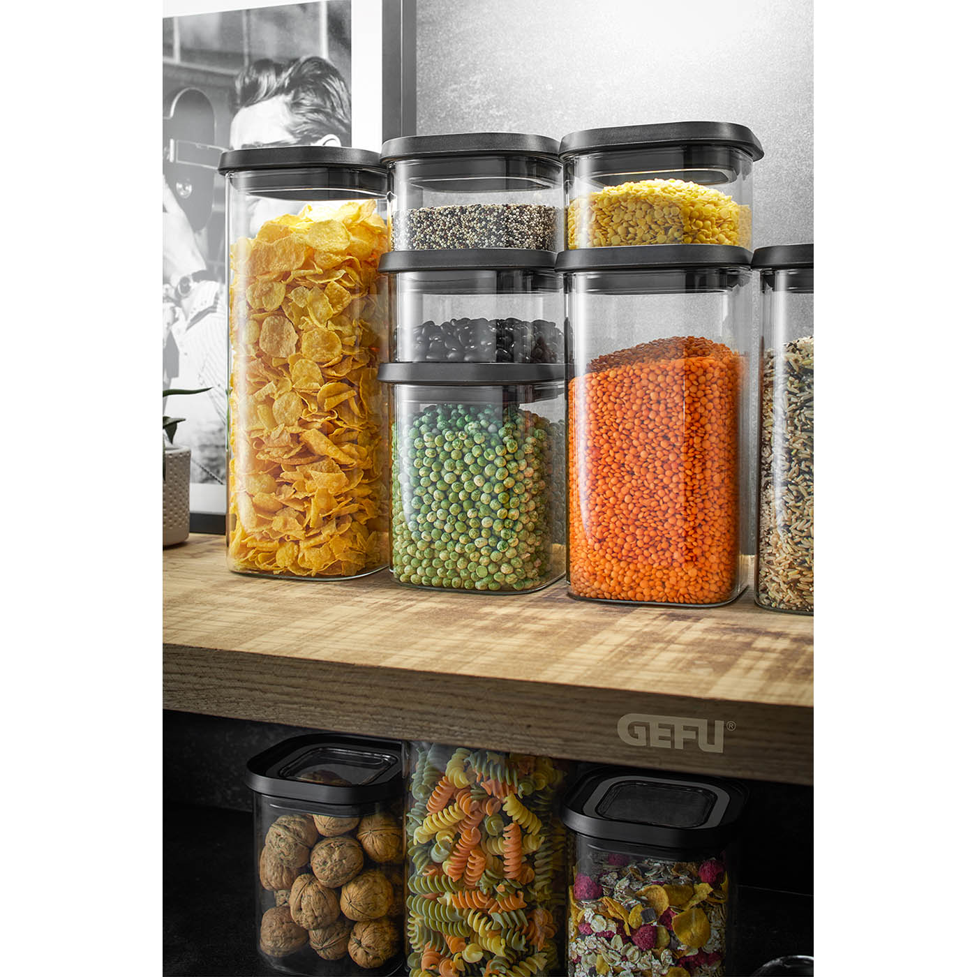 GEFU 3er Set Vorratsdosen Vorratsbehälter PANTRY Borosilikatglas stapelbar