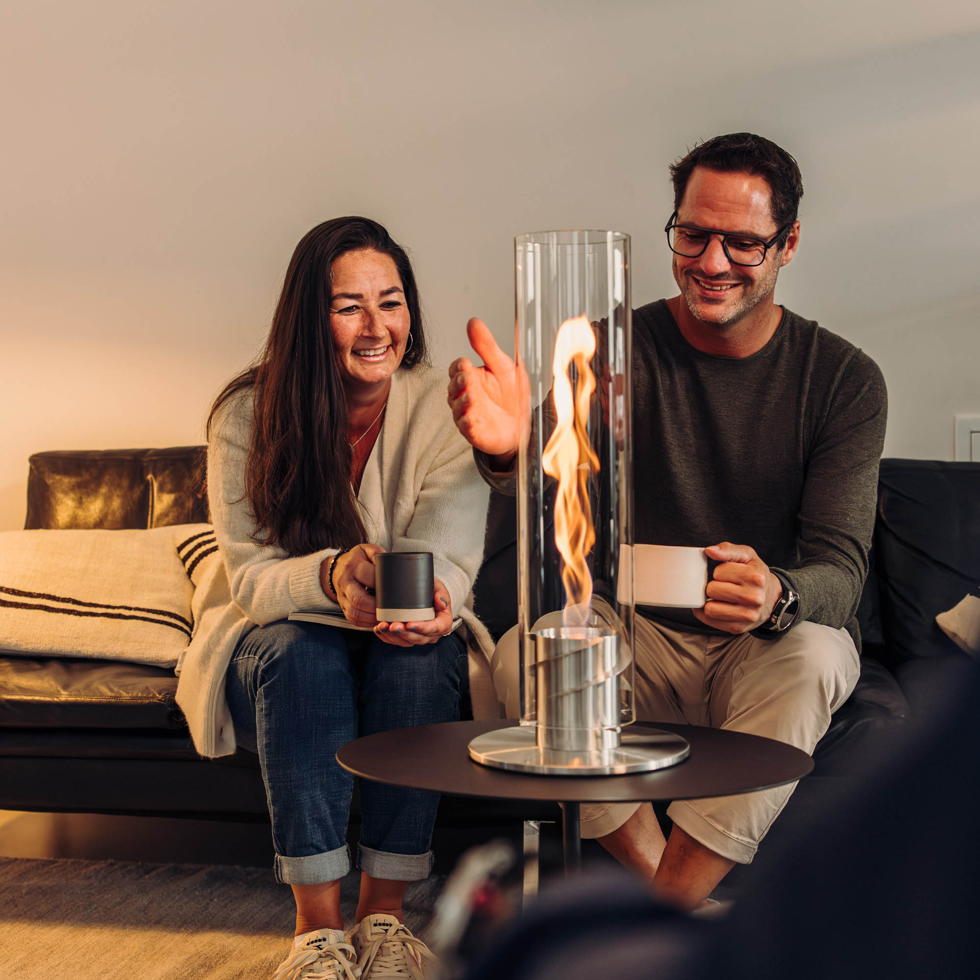 HÖFATS Tischfeuer SPIN classic 1200 mit Bio-Burner silber