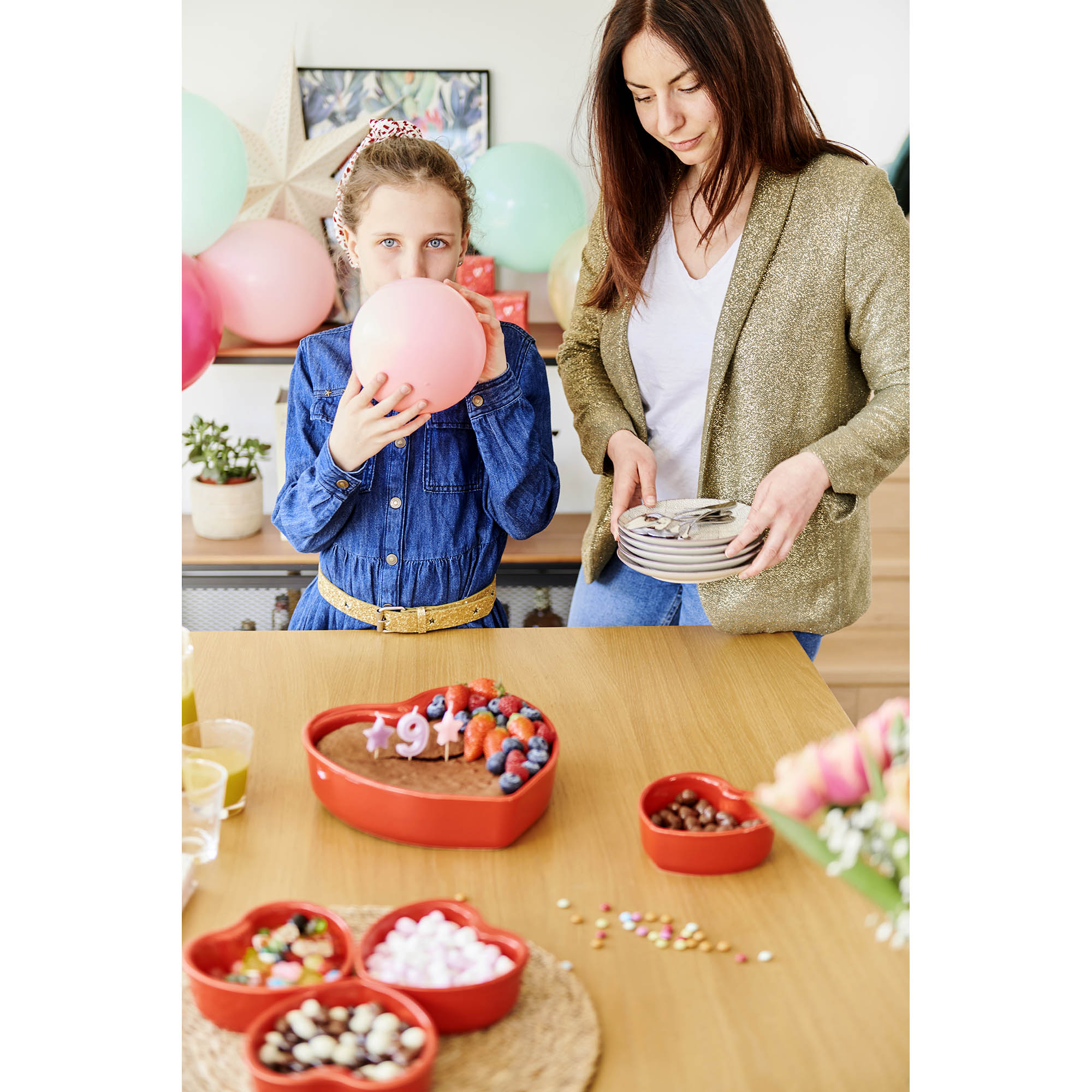 PEUGEOT Casserole dish Baking dish Ceramic mould heart-shaped FOR YOU 26 cm red