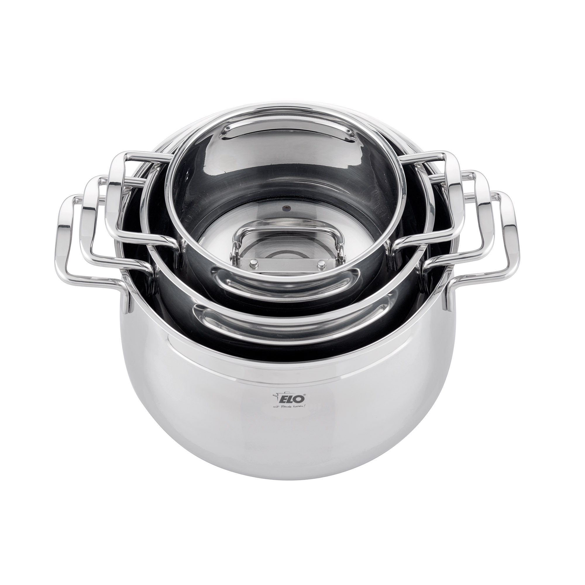 ELO Topfset Mystery 3-teilig stapelbar Glasdeckel INDUKTION
