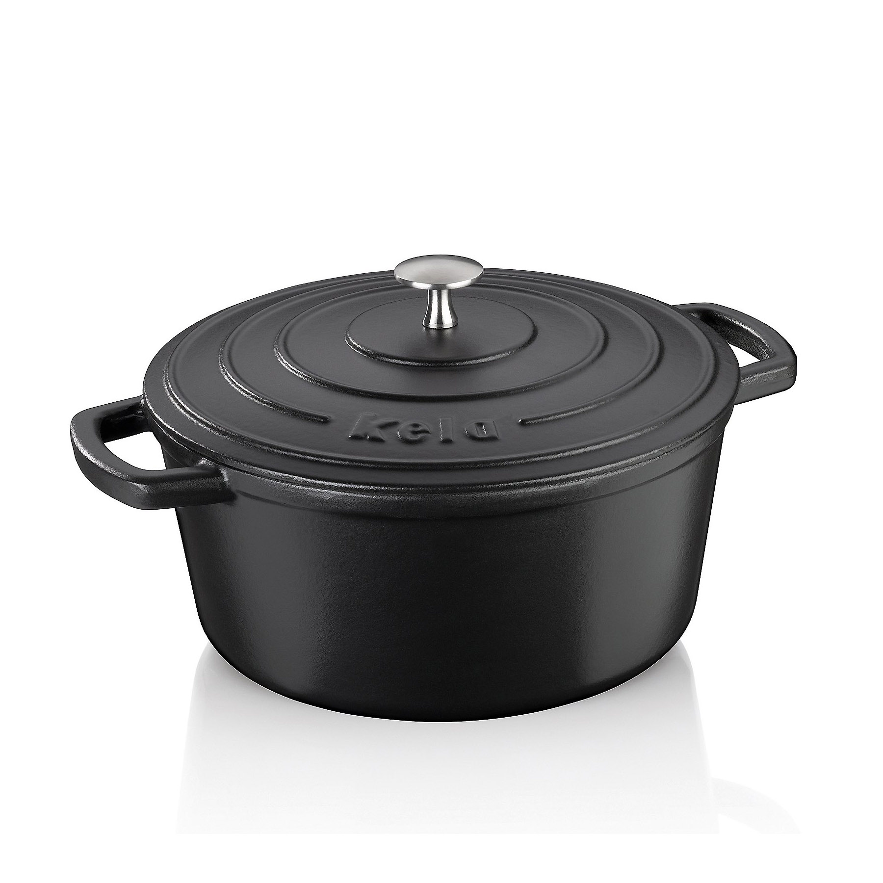 KELA Bräter Cocotte CALIDO Gusseisen emailliert 26 cm rund 4,6 Liter schwarz