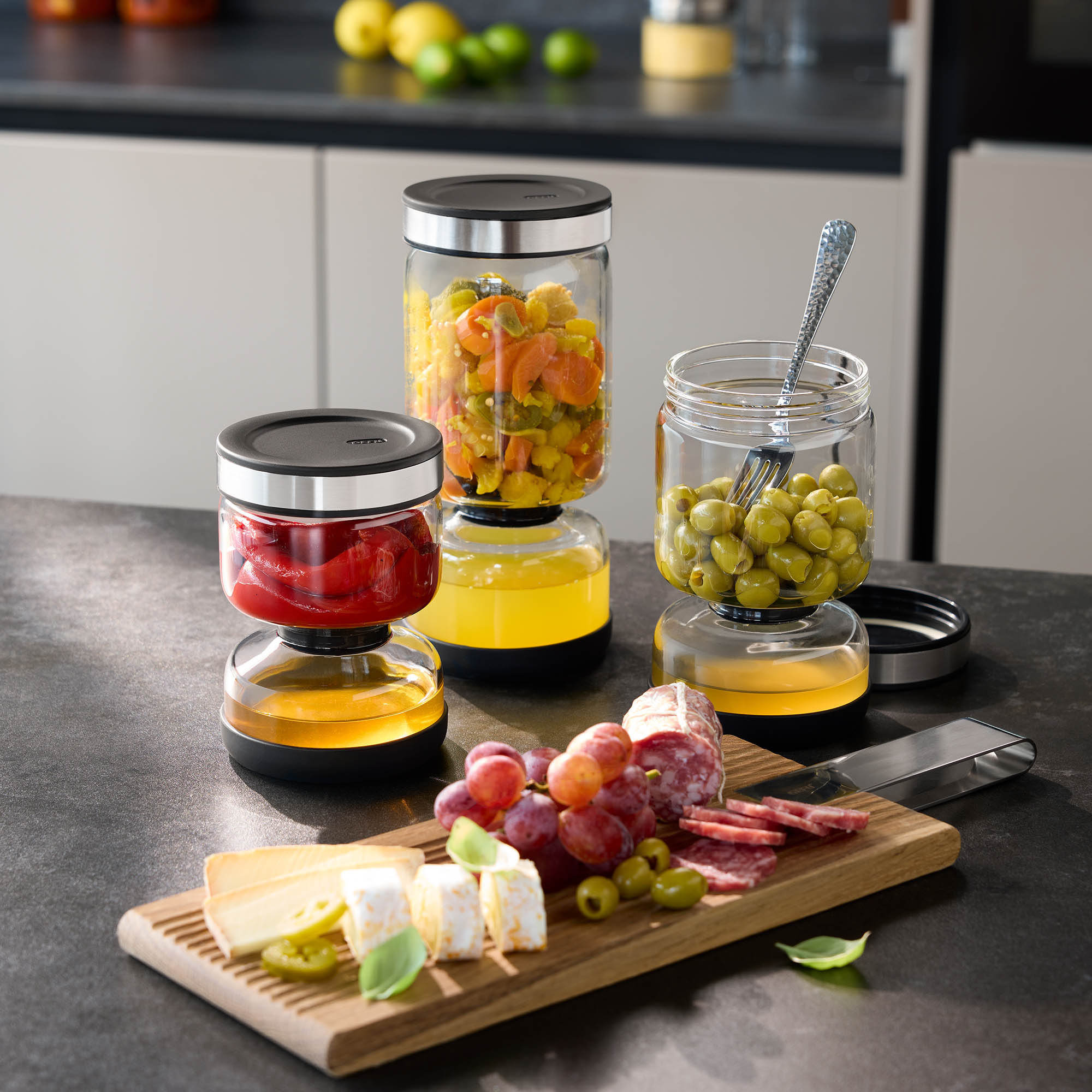 GEFU Abtropfglas LAVINA mit Zwei-Kammer-System 0,9 Liter