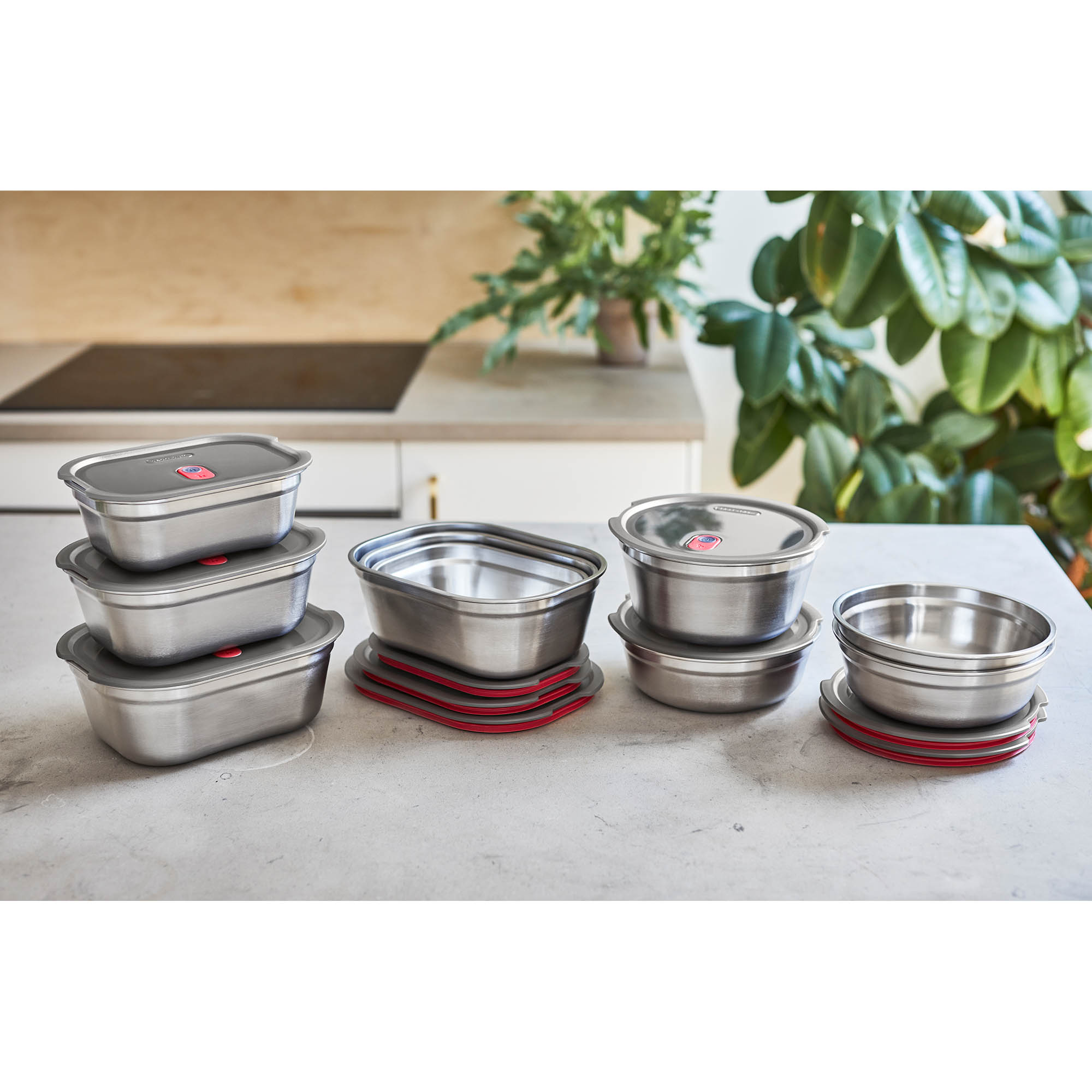 BLACK+BLUM Multifunctional Lunchbox, Stainless Steel, Large, 20.5 x 16 x 7.6 cm, 1.2 litres