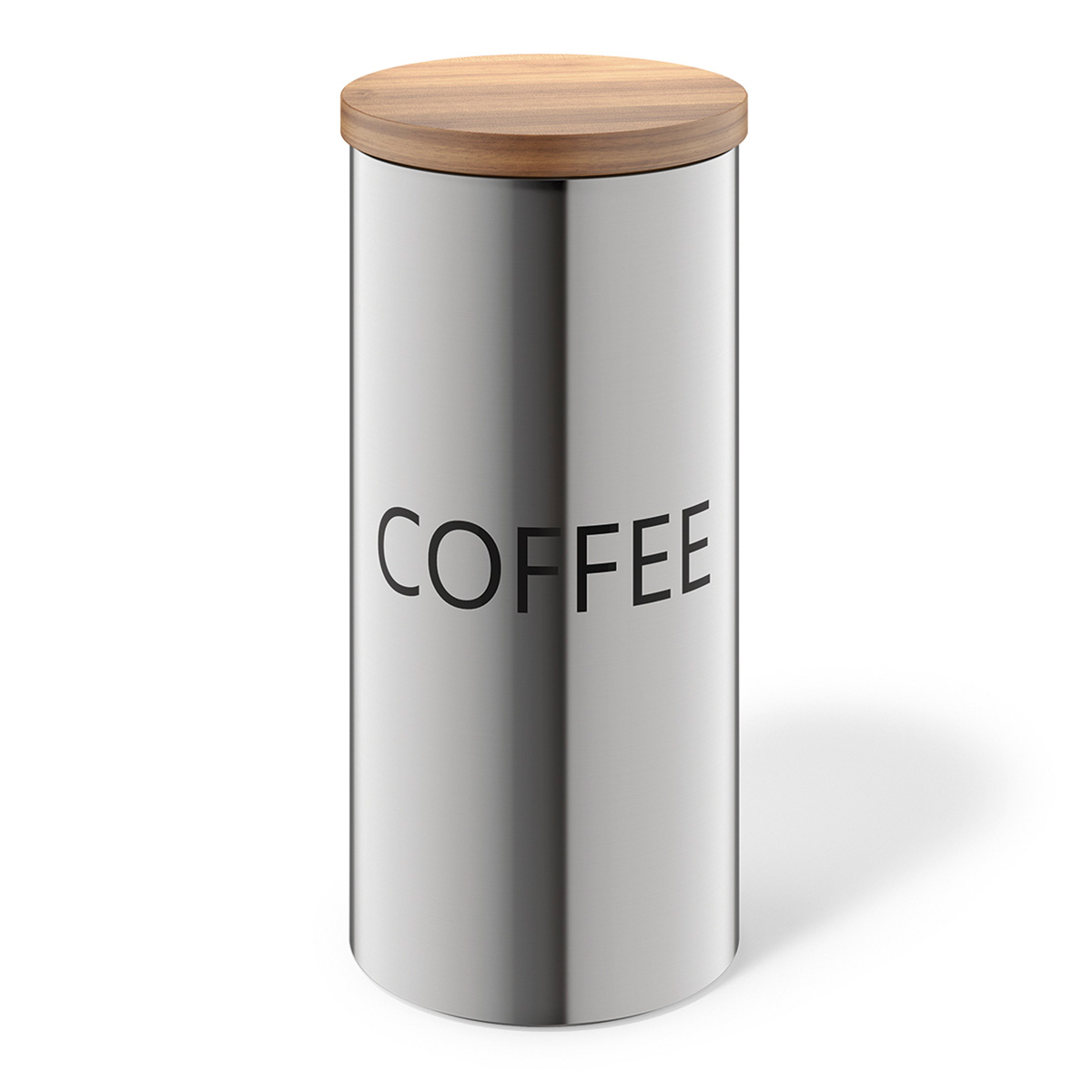 ZACK Serie Cera Kaffeedose 1,4 Liter Edelstahl mit Holzdeckel Frischhaltedose