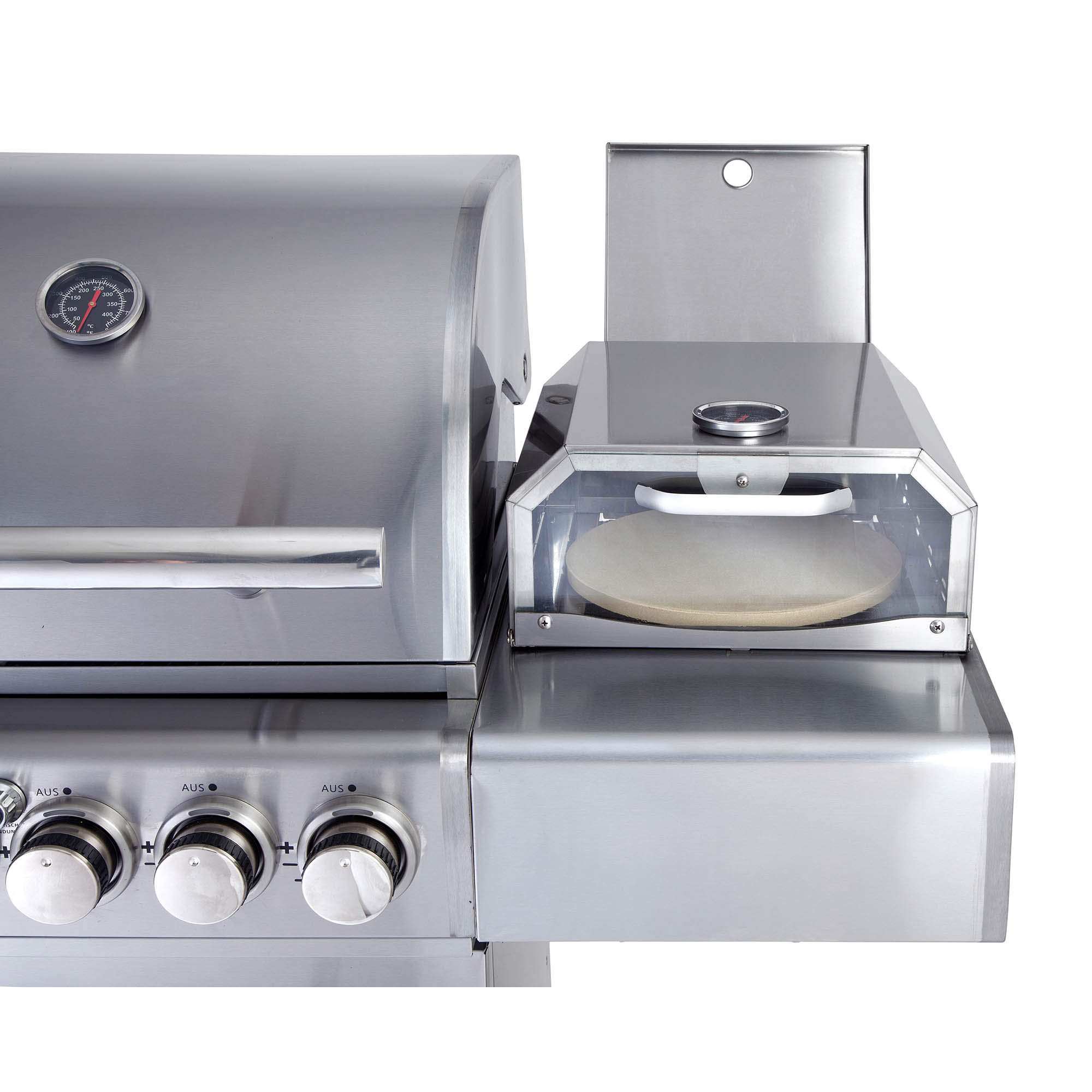 ALLGRILL Edelstahl-Aufsatz für Gasgrills mit Seitenkocher PIZZABOXX eckig
