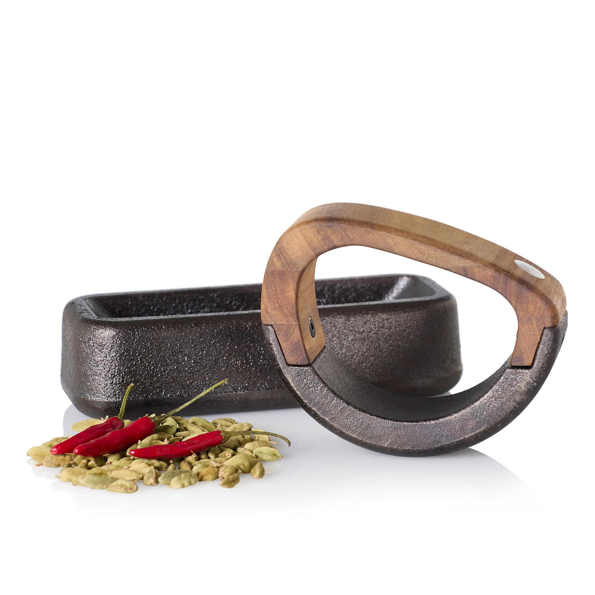 AdHoc Wiegemörser ROCCA aus Gusseisen und Akazienholz