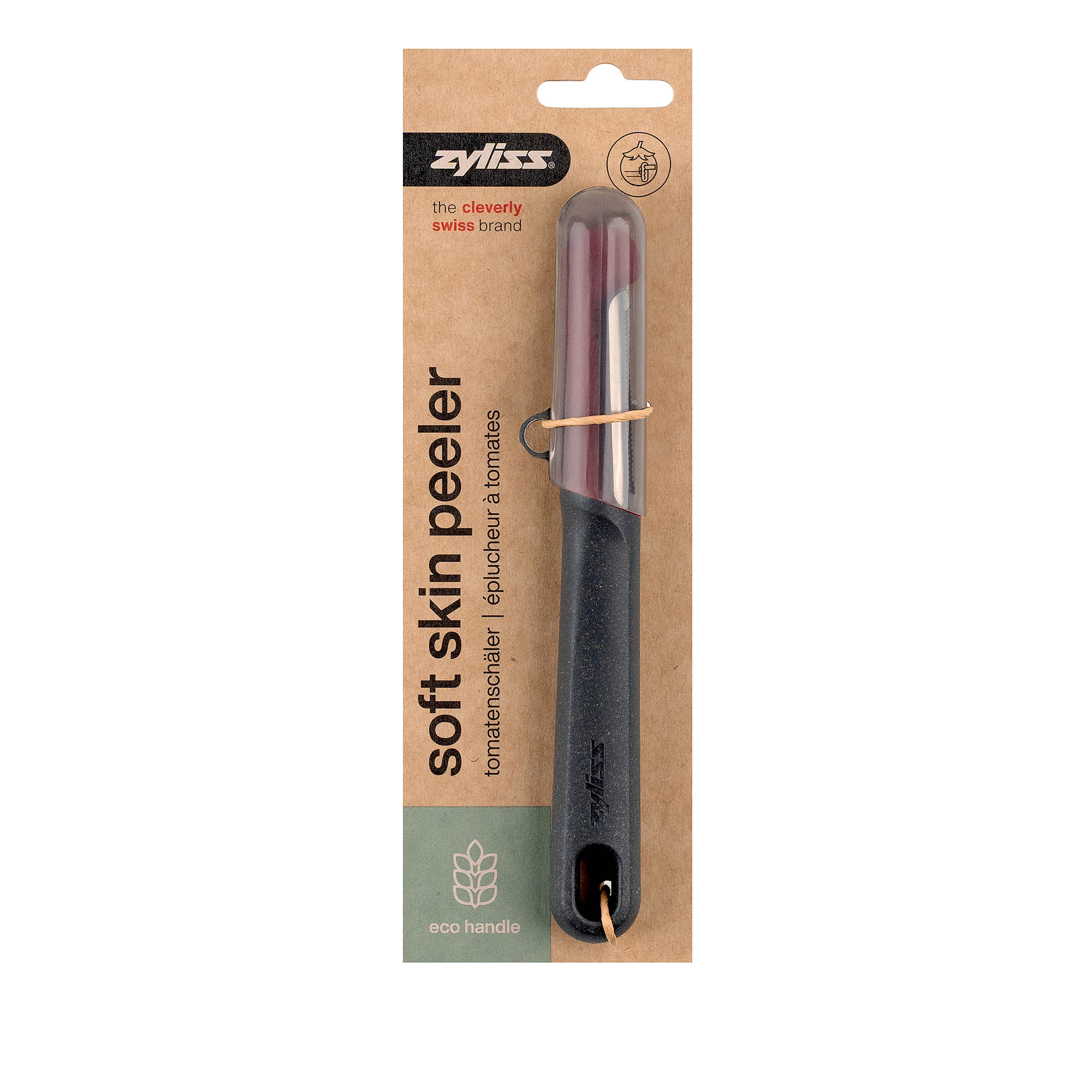 ZYLISS serrated tomato peeler with a plastic handle reinforced with wheat straw fibres