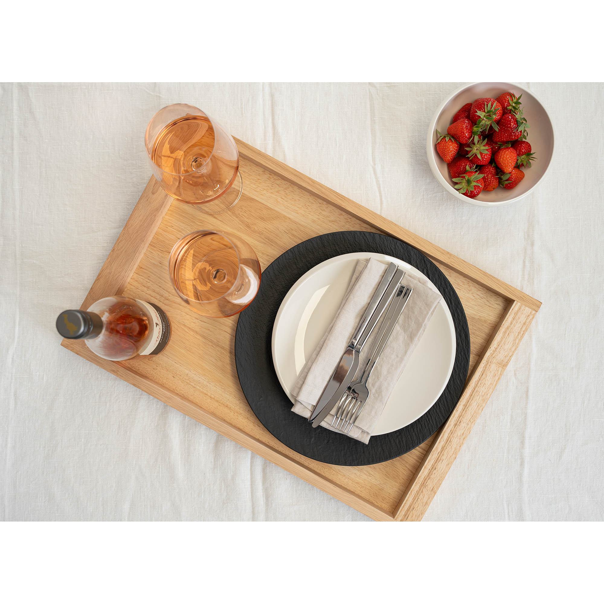 CONTINENTA Tablett aus Gummibaumholz 54 x 36 cm