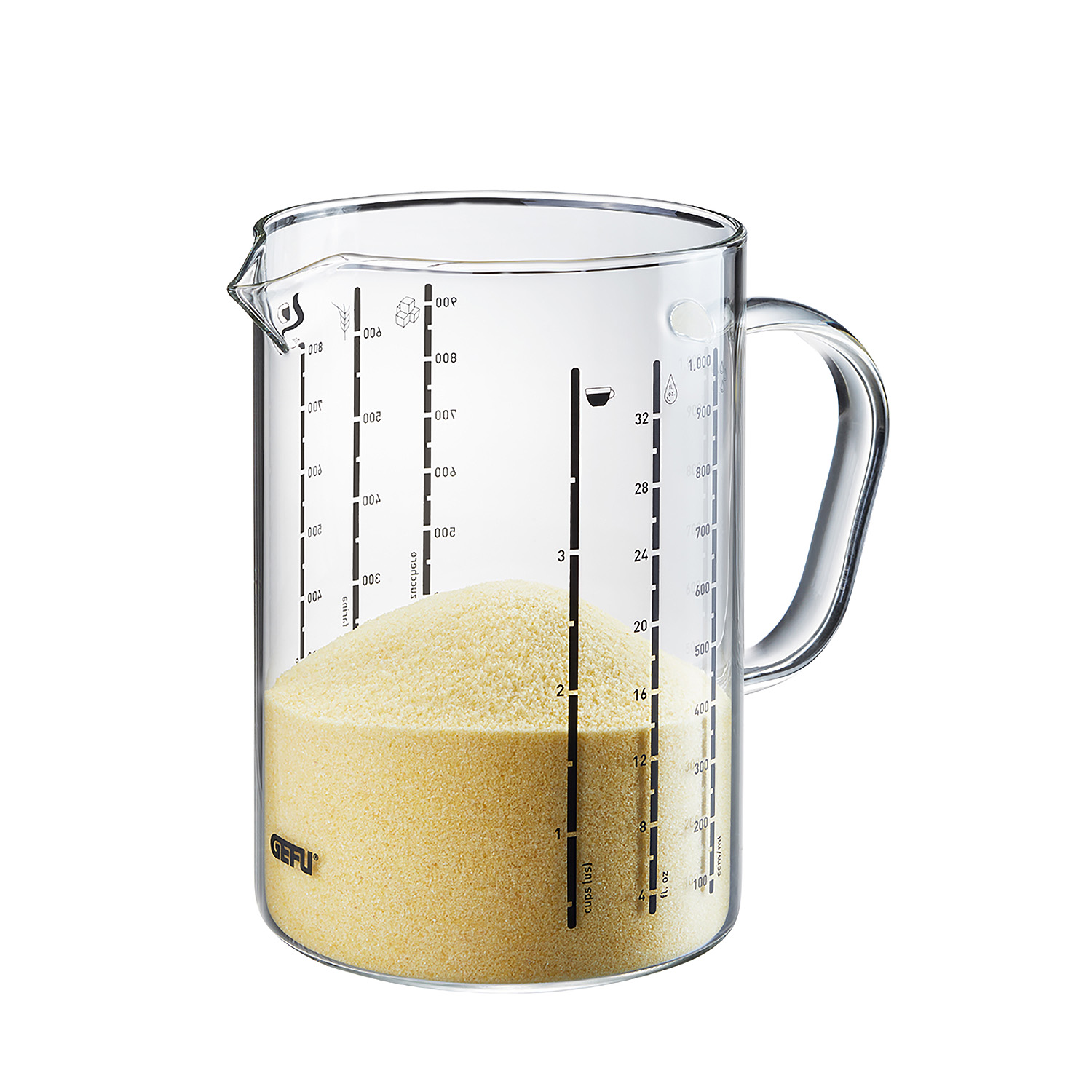 GEFU Messbecher METI, 1000 ml, Glas, Ausgießnase, 1 Liter