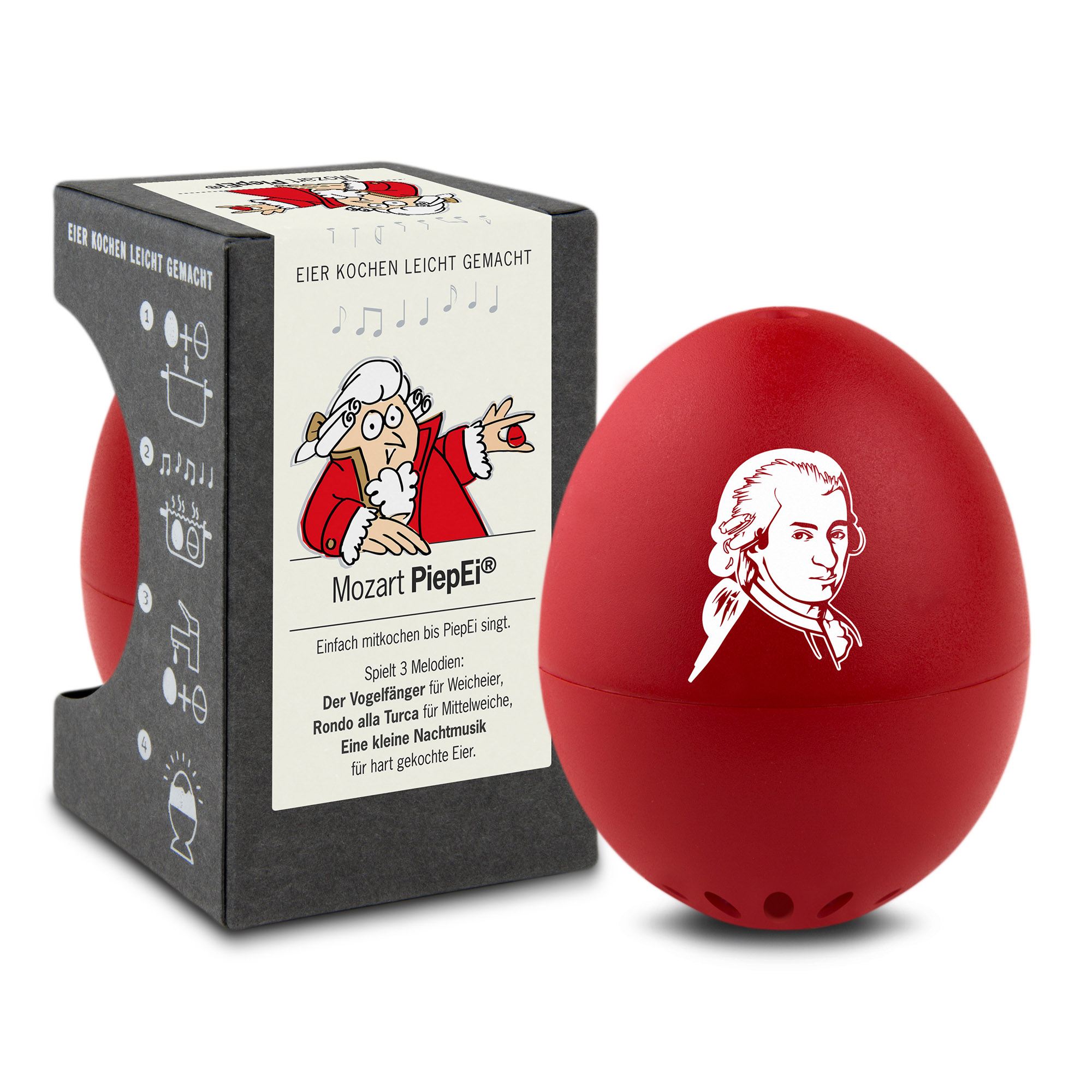 BRAINSTREAM PiepEi MOZART Eieruhr zum Mitkochen für 3 Härtegrade