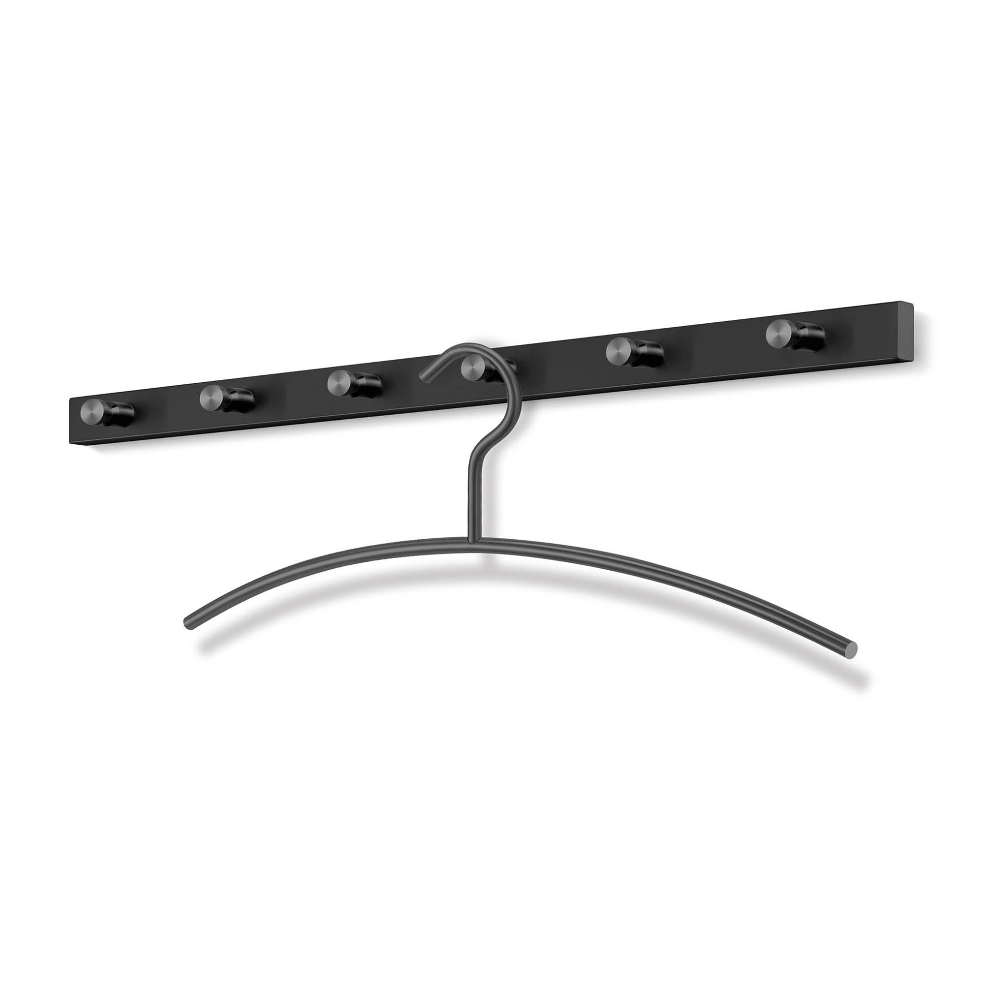 ZACK Garderobenleiste ACCOLO 60 cm aus Edelstahl schwarz mit 6 Haken
