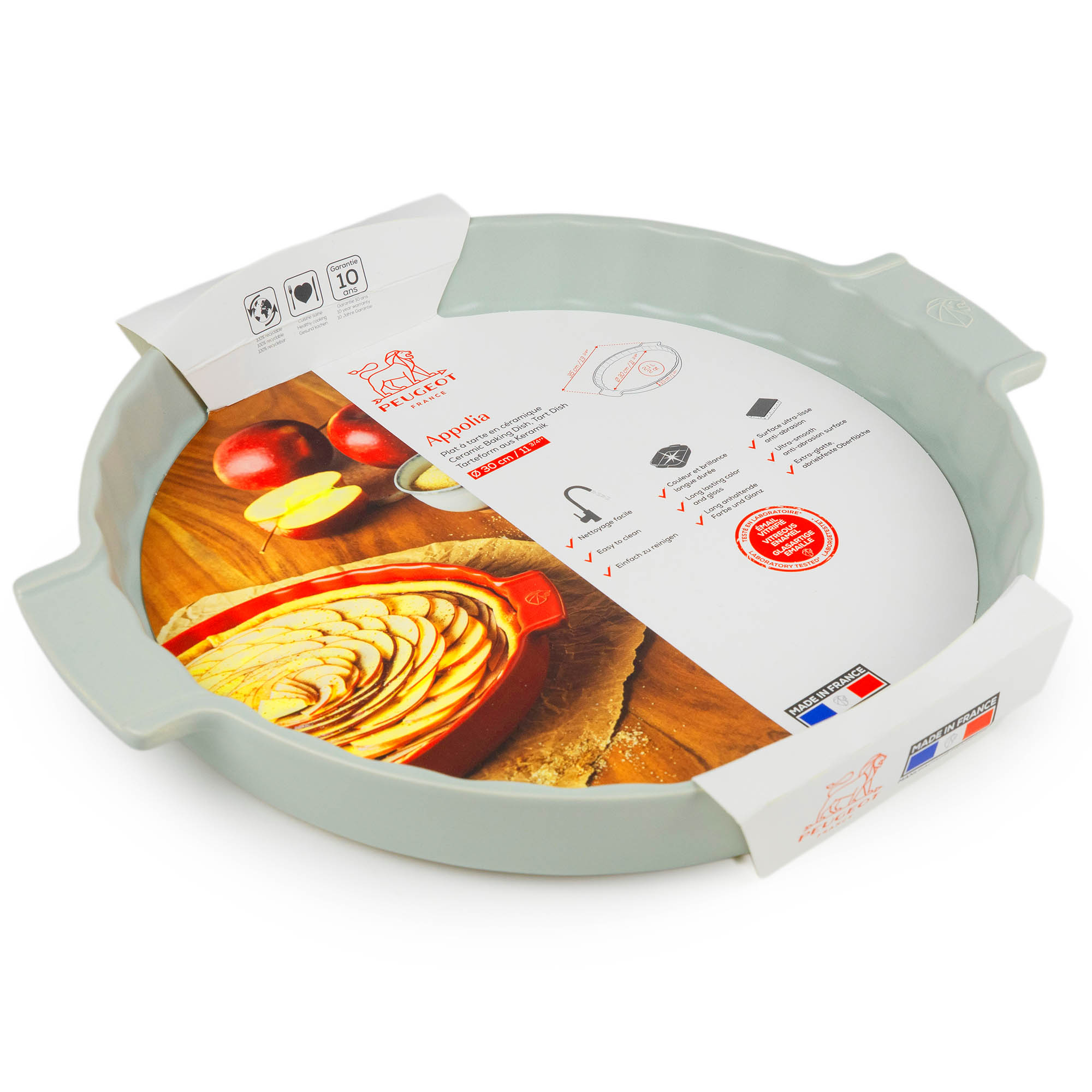 PEUGEOT Tarteform Quicheform APPOLIA 30 cm rund salbeigrün
