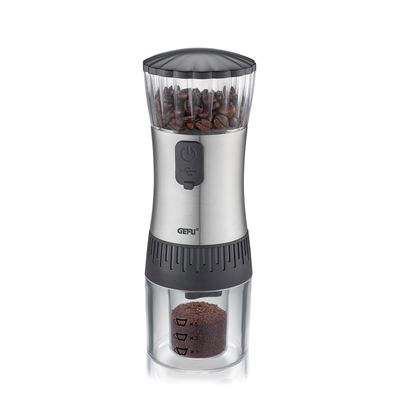 GEFU Akku Kaffeemühle POLVE mit USB-Kabel zum Aufladen
