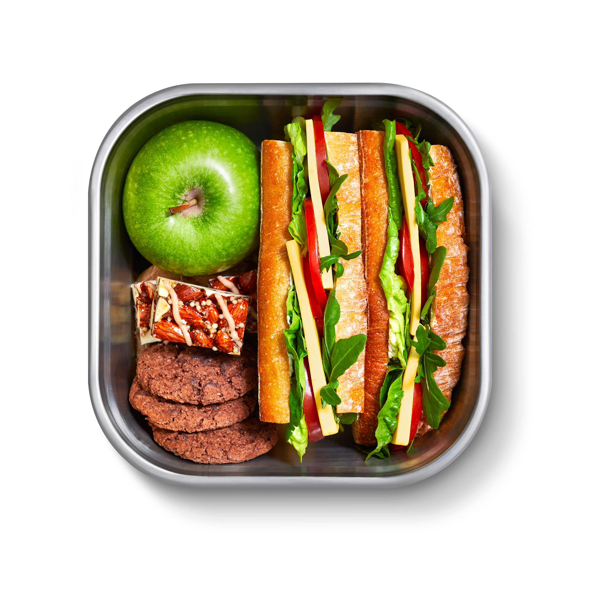 BLACK+BLUM Multifunctional Lunchbox, Stainless Steel, Large, 19.5 x 19 x 7.7 cm, 1.4 litres