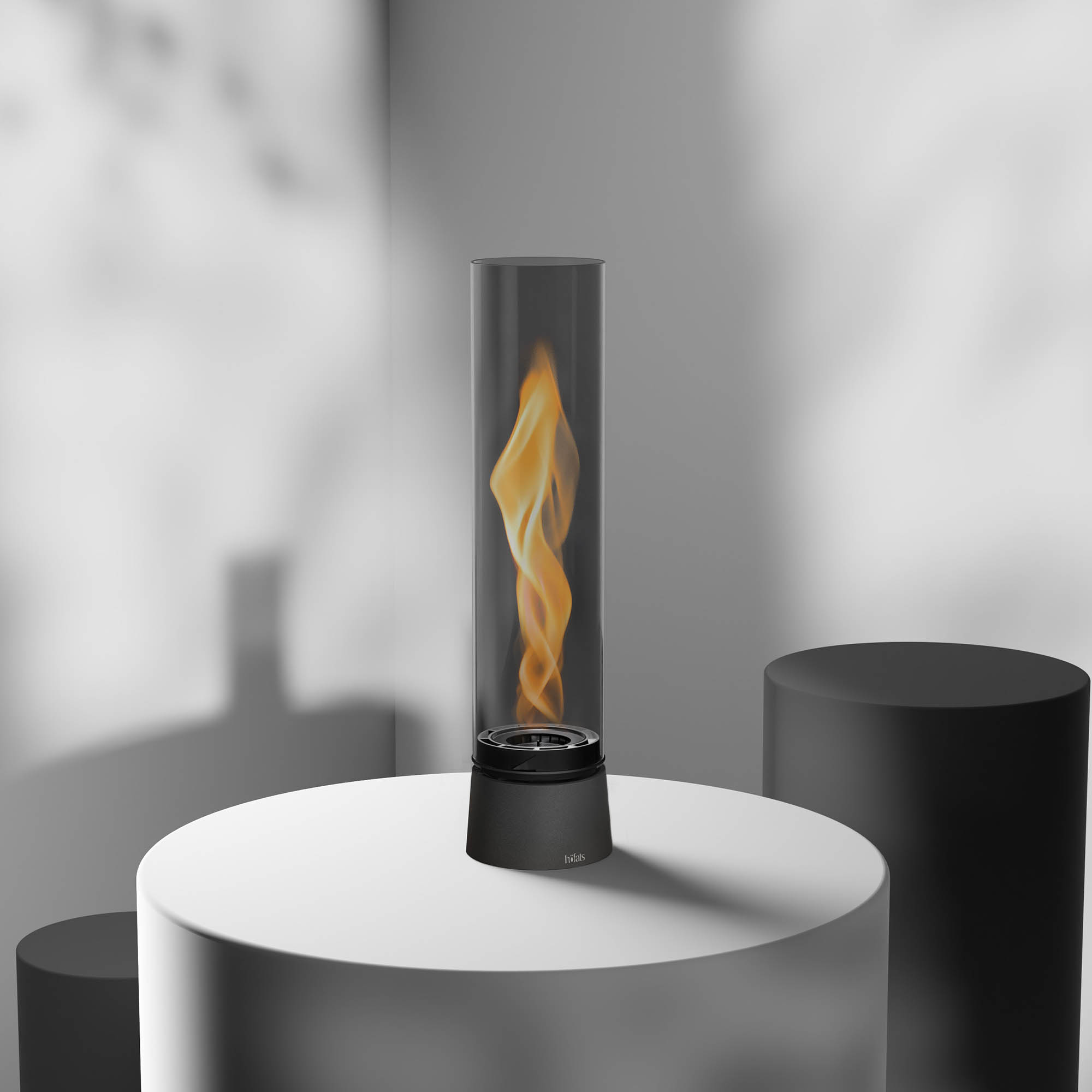 HÖFATS Tischfeuer SPIN air 1200 all black mit Bio-Burner Windlicht Tischkamin