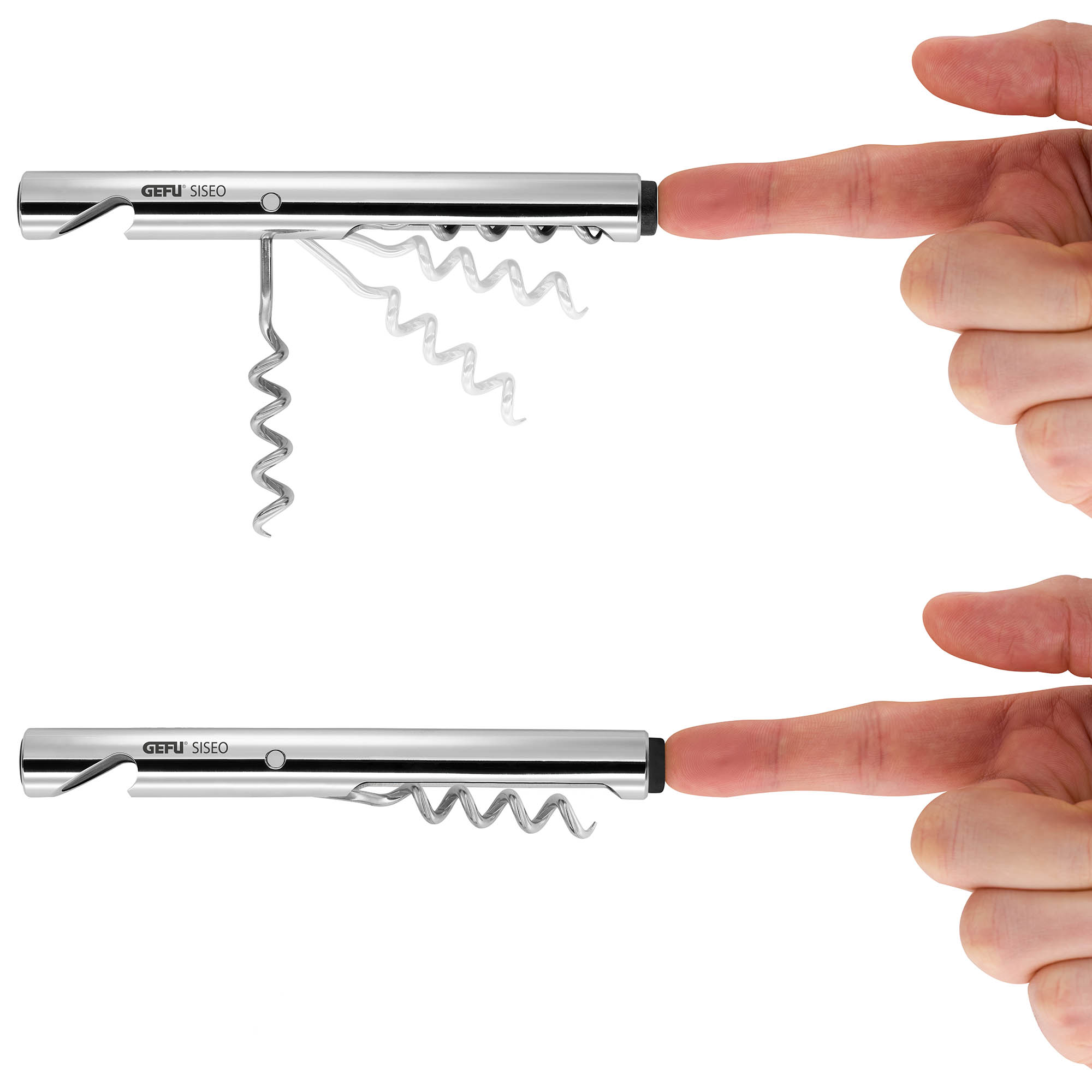 GEFU SISEO corkscrew made of stainless steel with bottle opener
