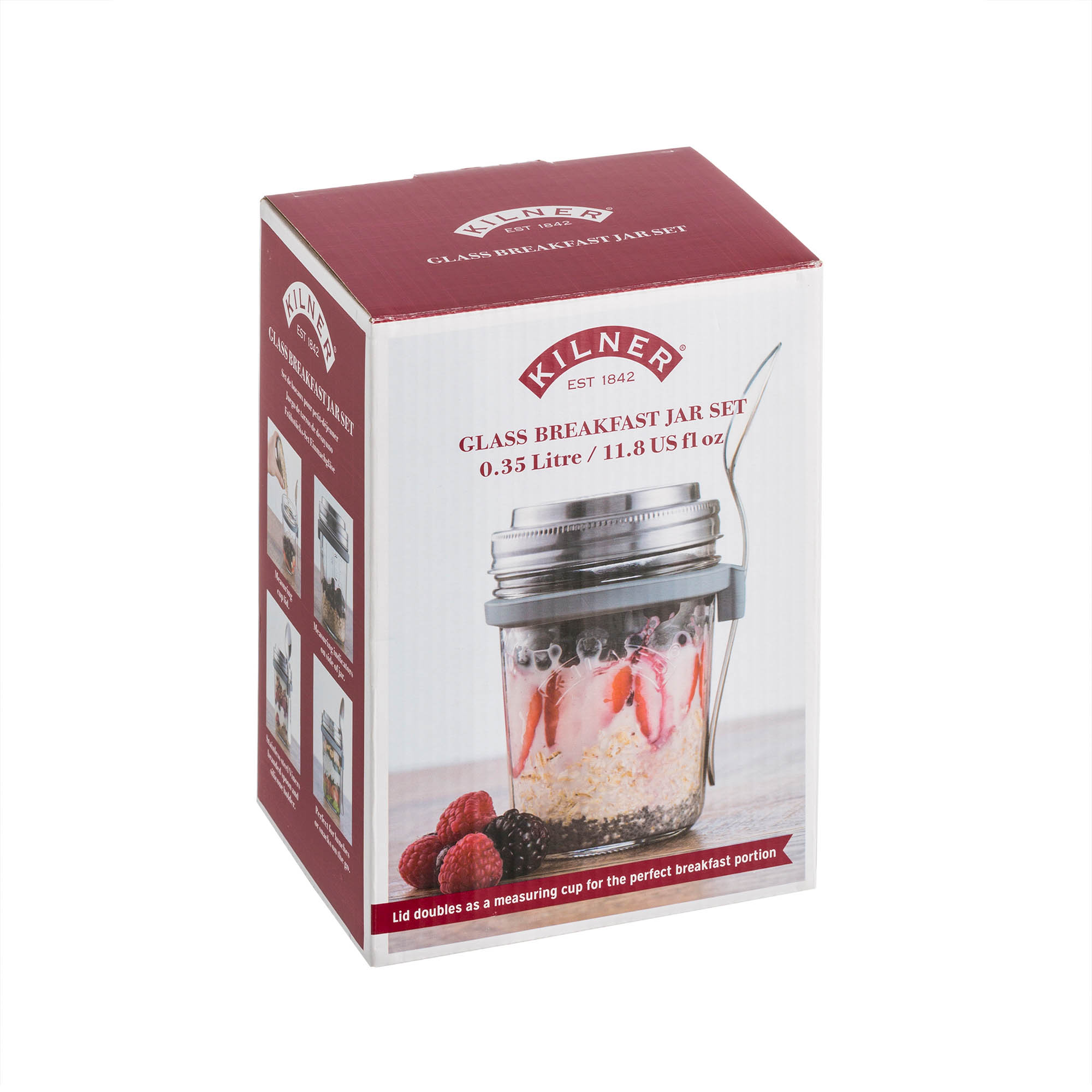 KILNER breakfast jar, 0.35 litres, with screw-top lid and spoon