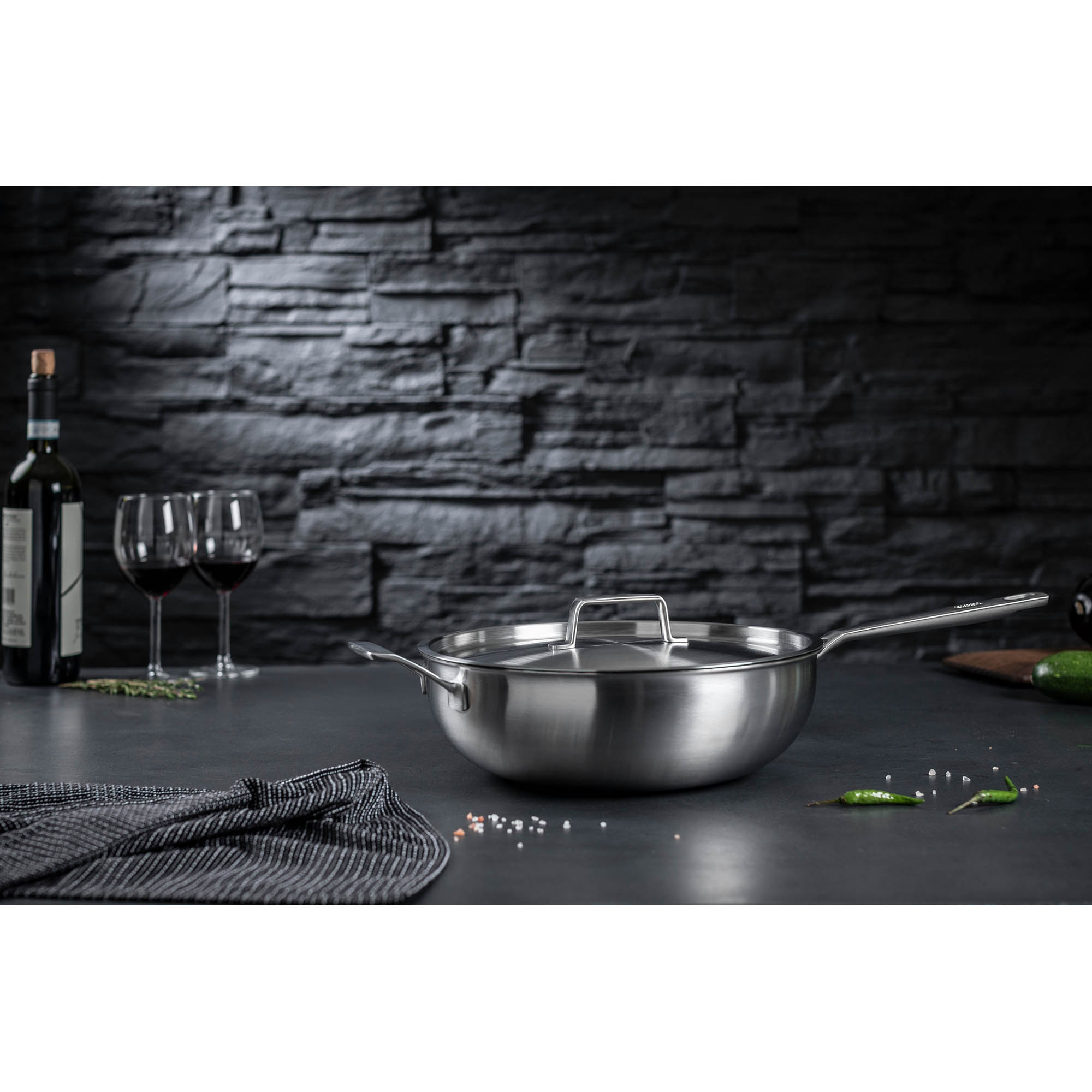 KUHN RIKON Wok CULINARY FIVEPLY 28 cm Edelstahl Antihaftbeschichtung INDUKTION