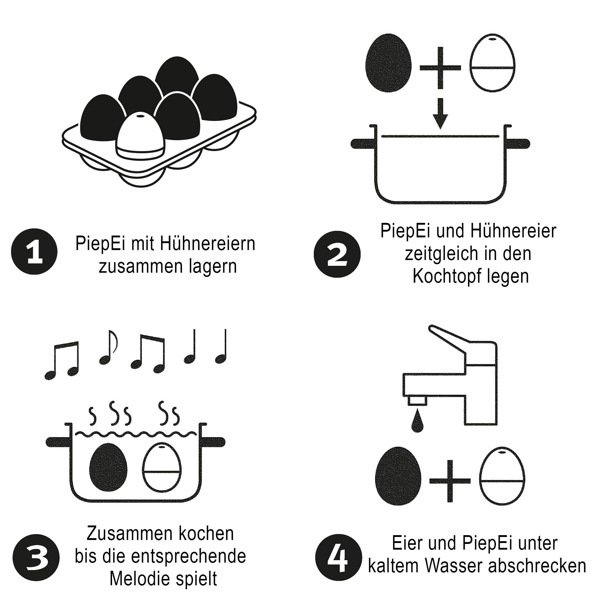 BRAINSTREAM 80er-PiepEi Eieruhr zum Mitkochen für 3 Härtegrade