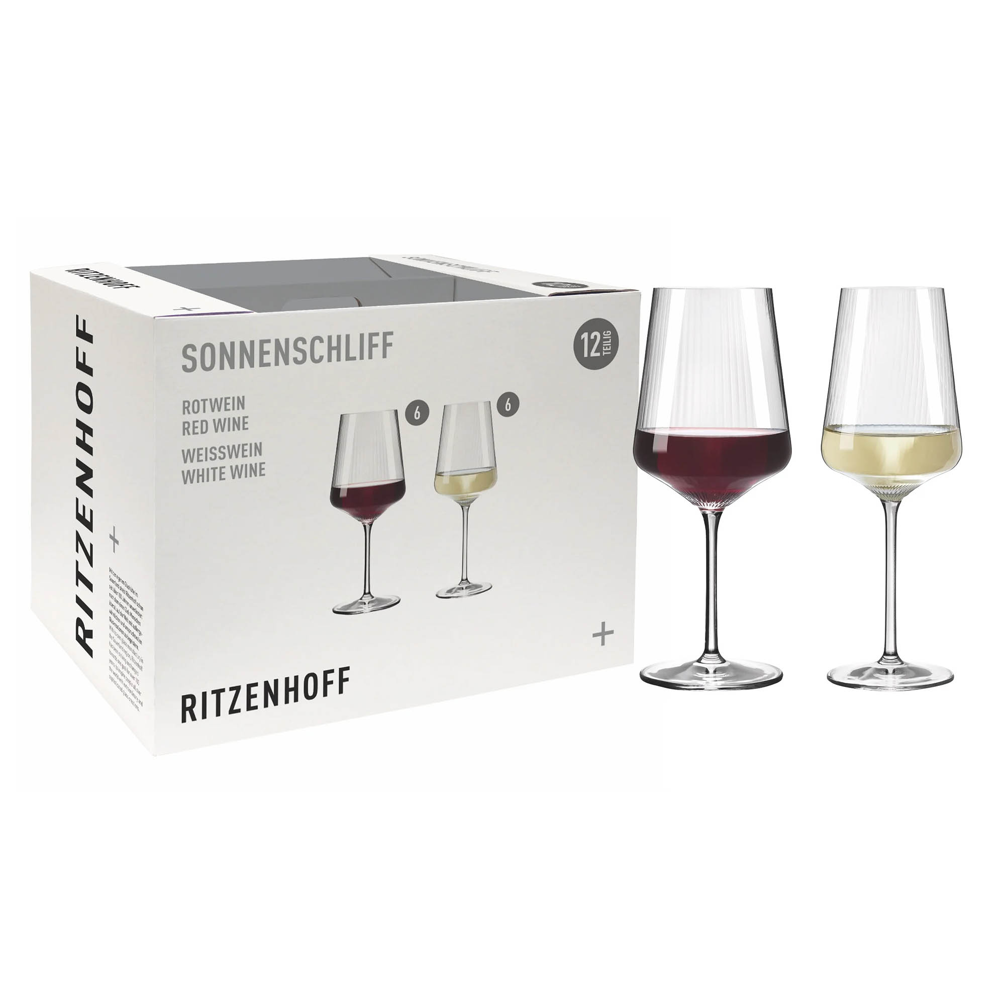 RITZENHOFF set of 12 SONNENSCHLIFF 6 x red wine glass 6 x white wine glass