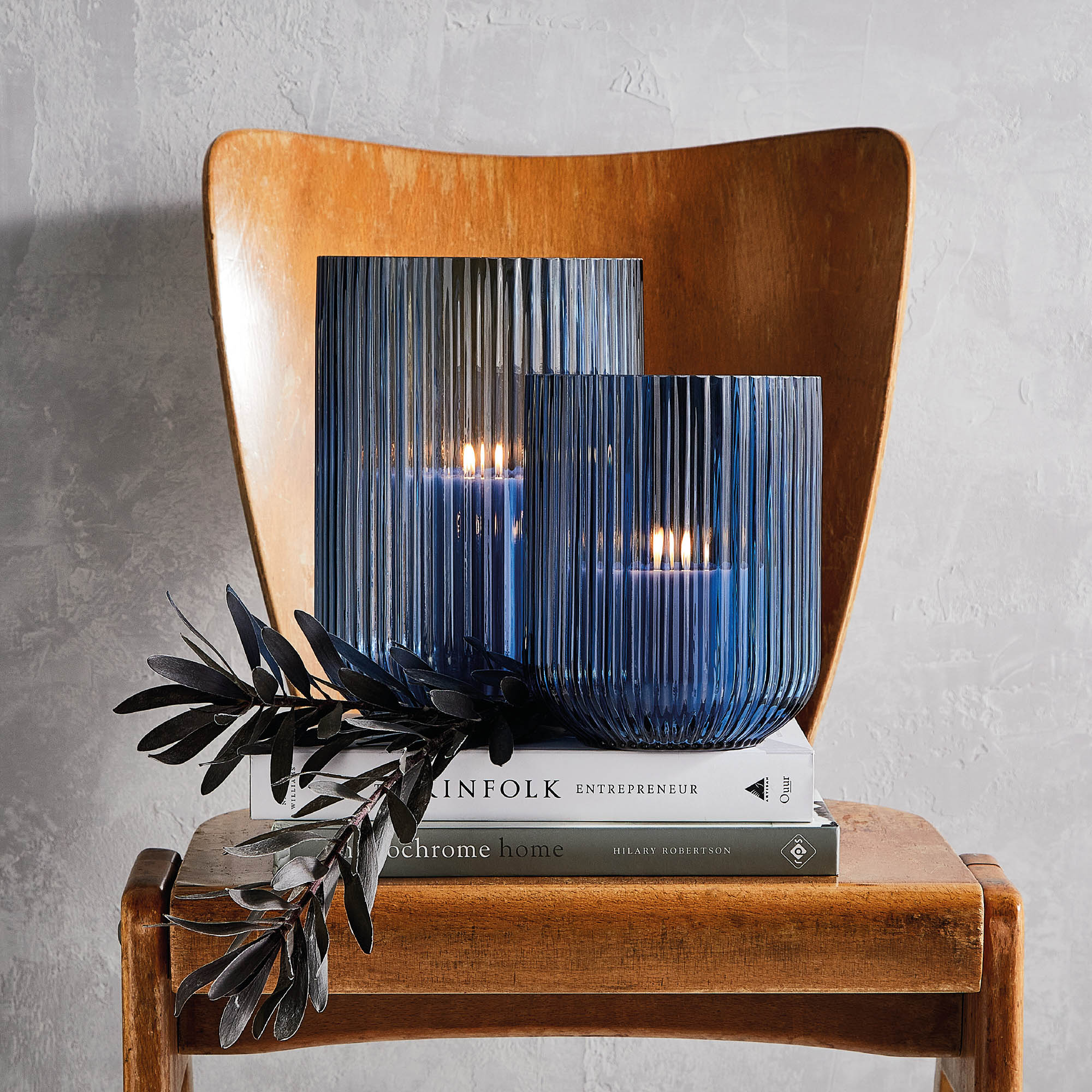 ENGELS KERZEN Windlicht AMELIE groß 23 cm enzianblau