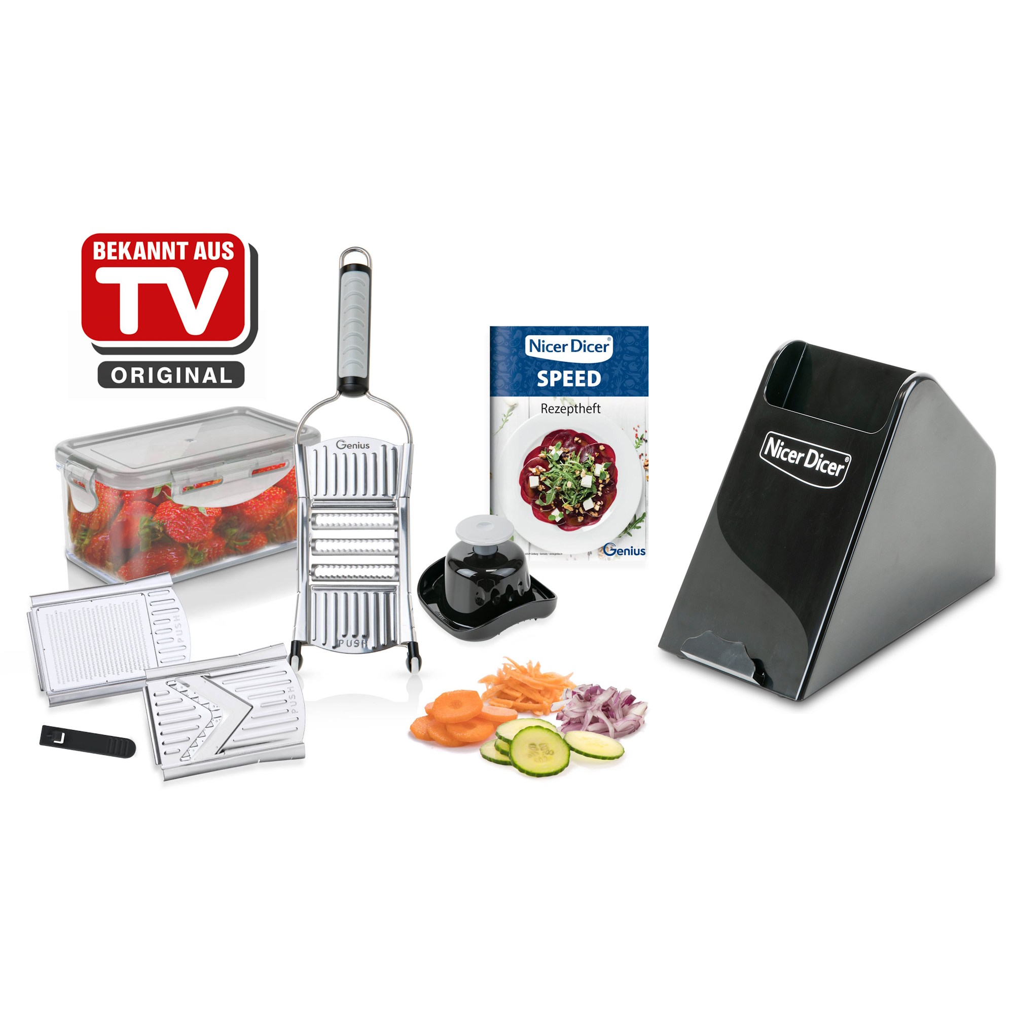 GENIUS Nicer Dicer Speed Set 10-teilig Multifunktionaler Hobel Edelstahl